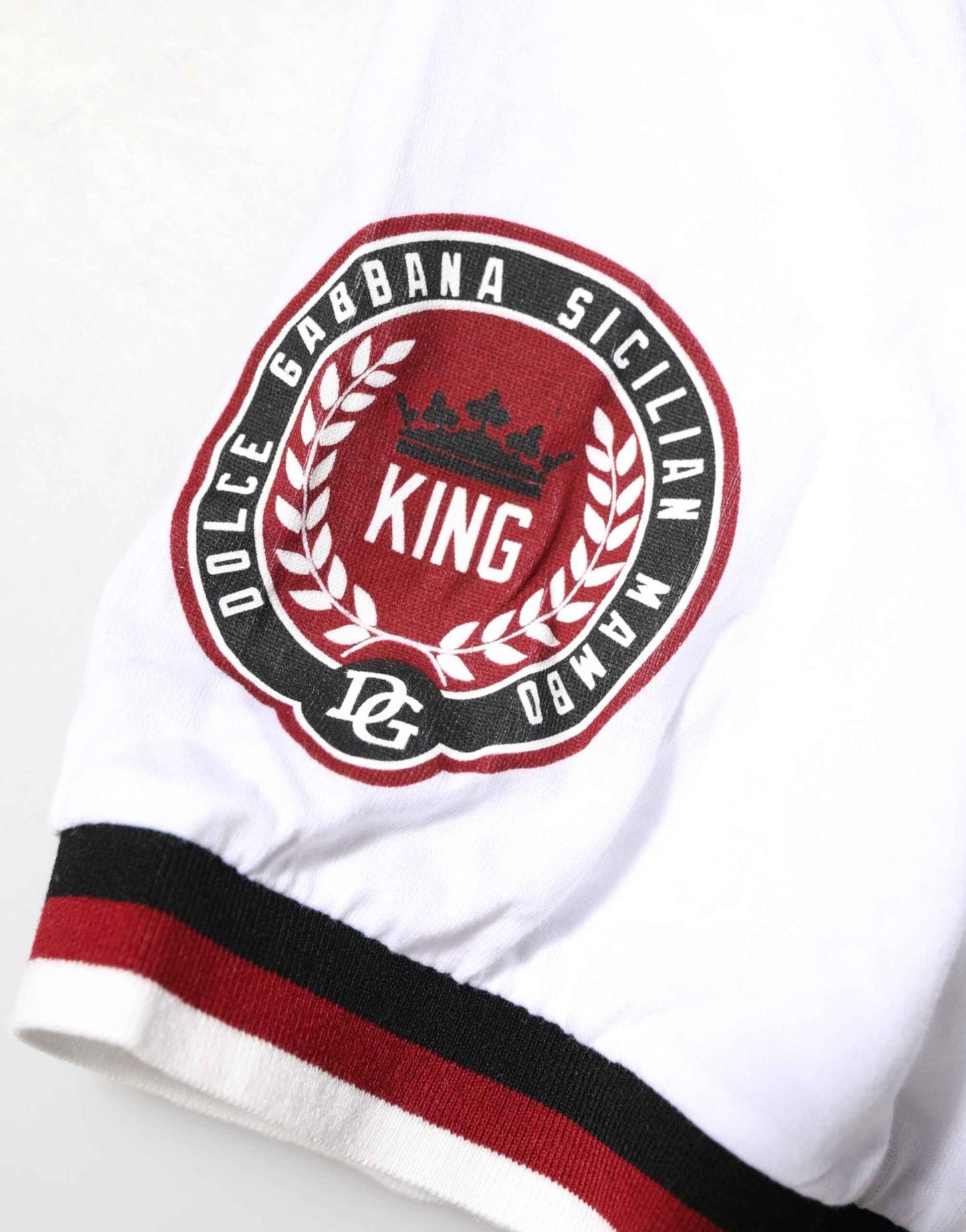 Dolce & Gabbana White #DGMillennials King Crown V-neck T-shirt by Dolce & Gabbana