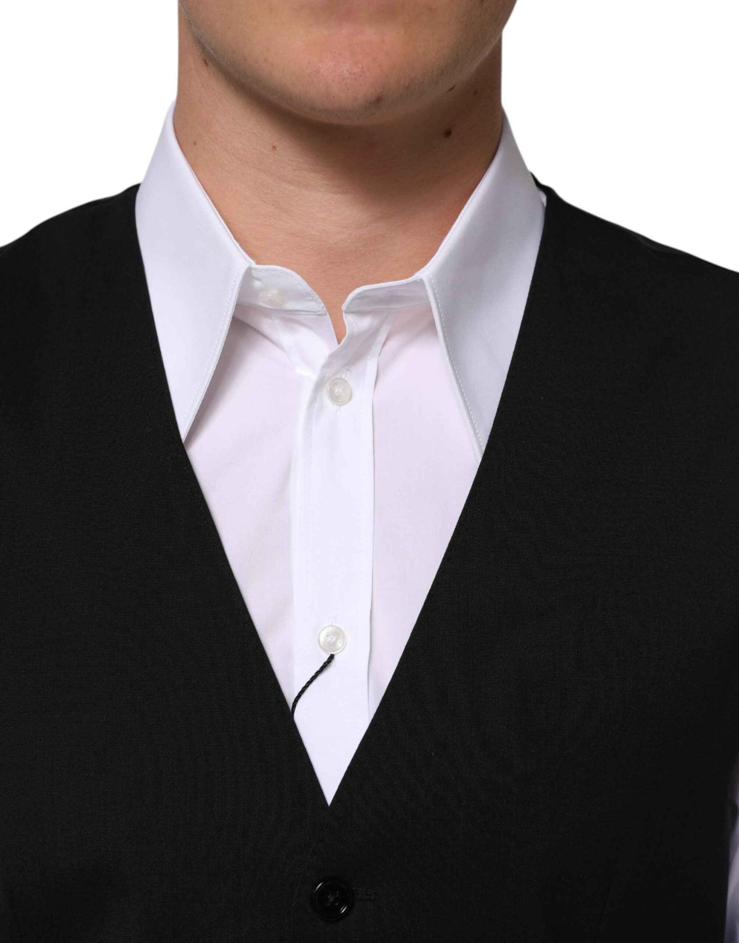Dolce & Gabbana Black Wool Dress Formal Men Waistcoat Vest by Dolce & Gabbana