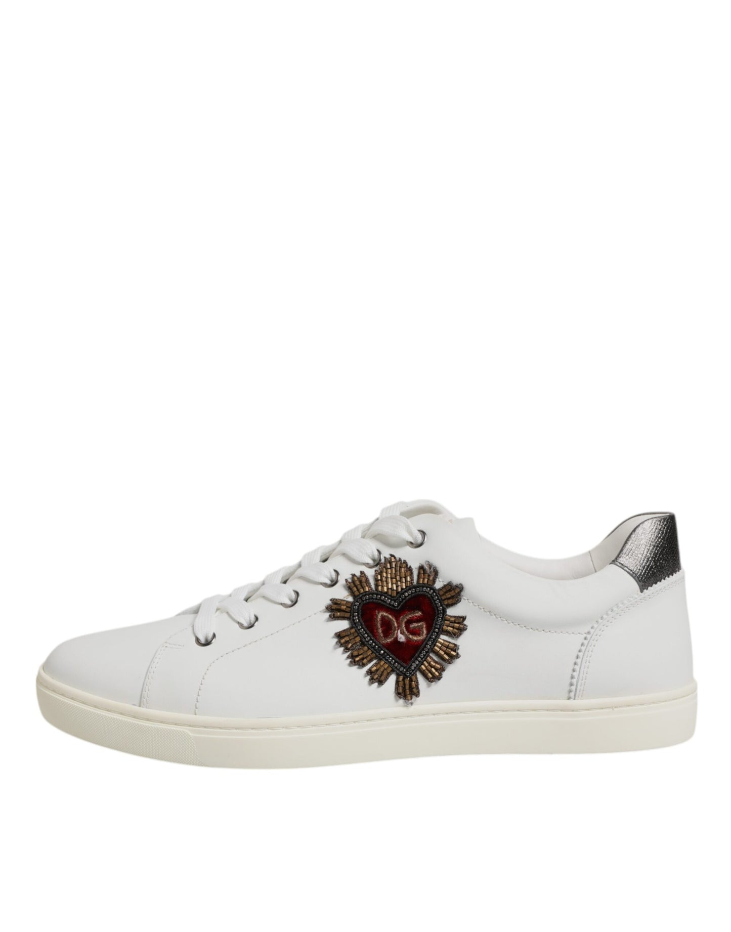 Dolce & Gabbana White Silver Sacred Heart Men Sneakers Shoes - from Dolce & Gabbana
