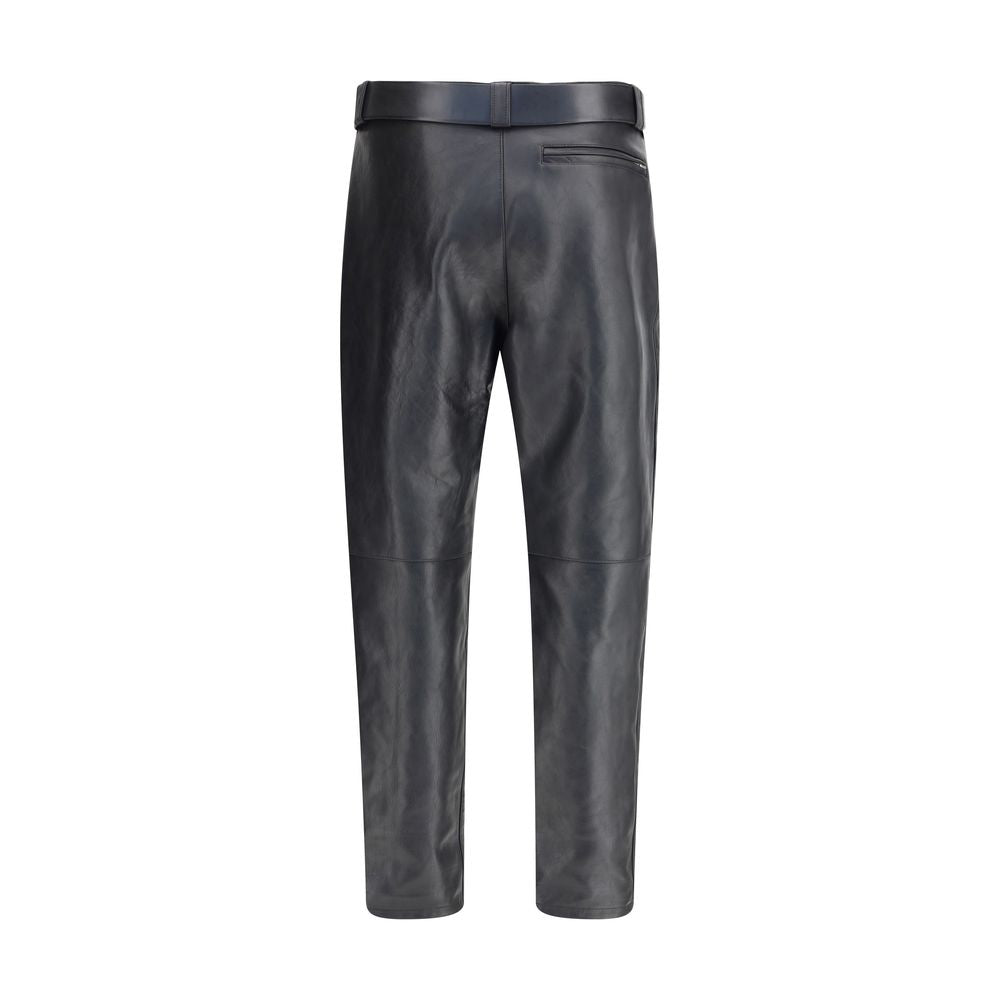 Saint Laurent Hammered leather belted pants