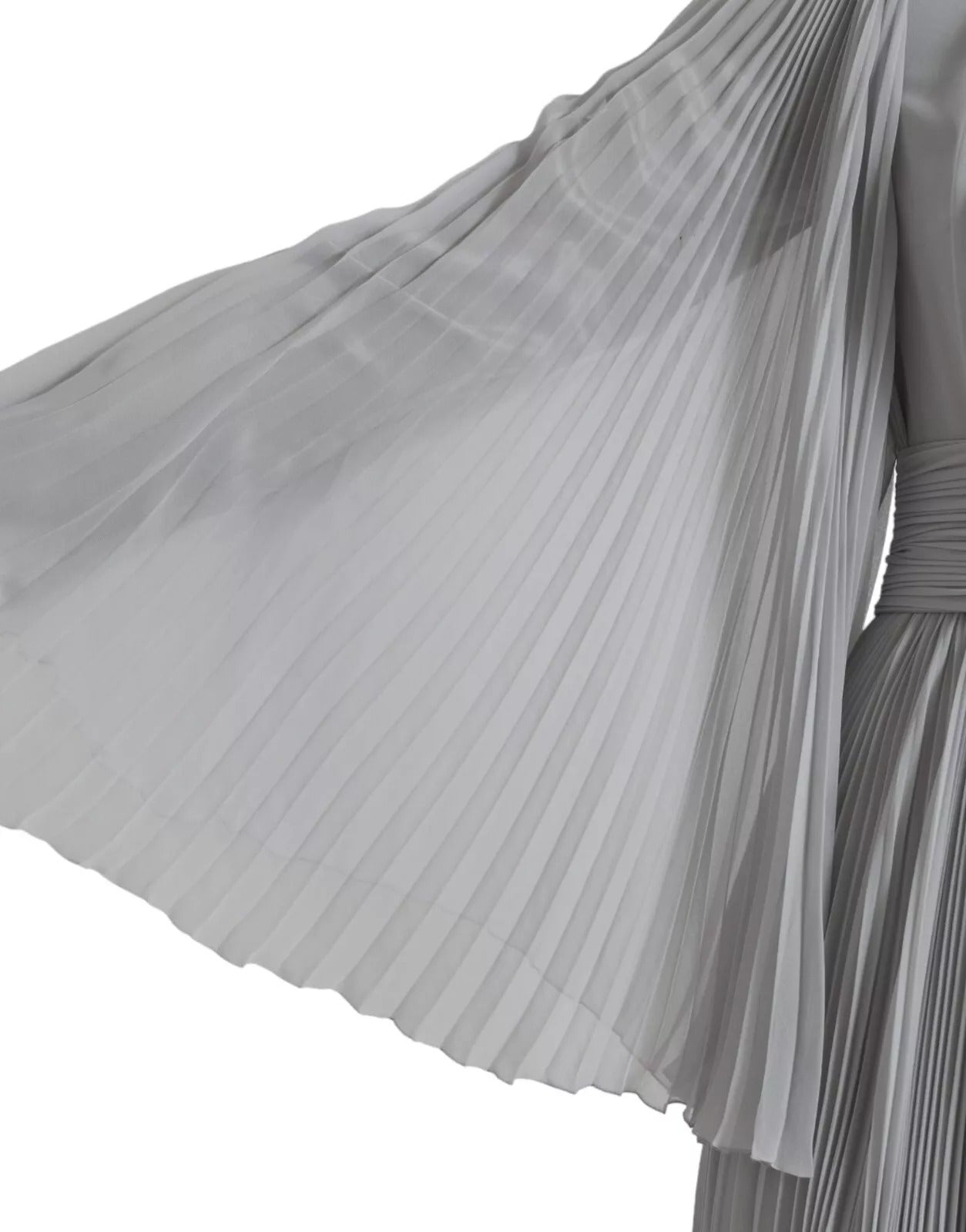 Dolce & Gabbana Light Gray Polyester Pleated Long Maxi Dress
