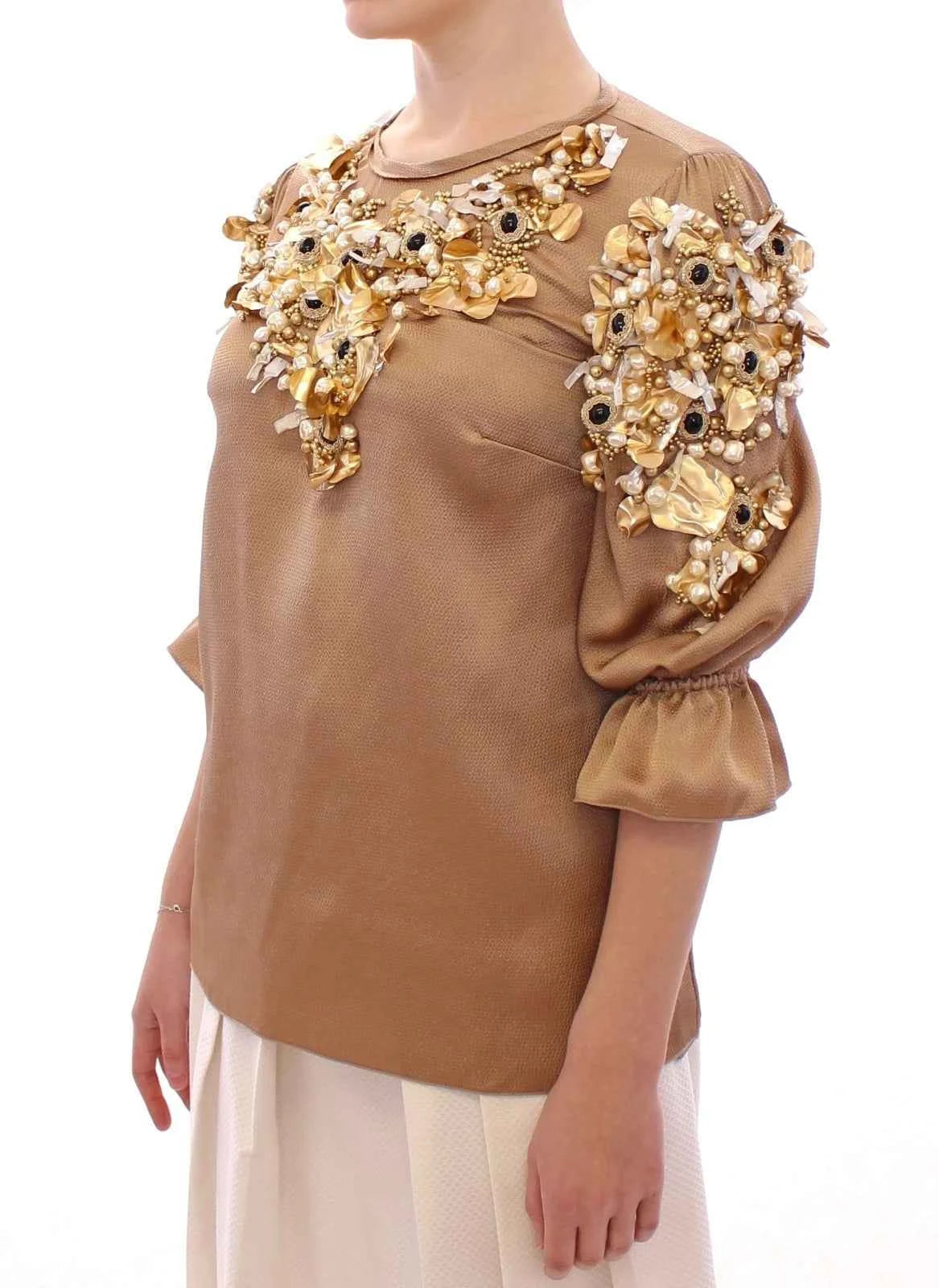 Dolce & Gabbana Gold SPECIAL Piece Runway Crystal Blouse by Dolce & Gabbana