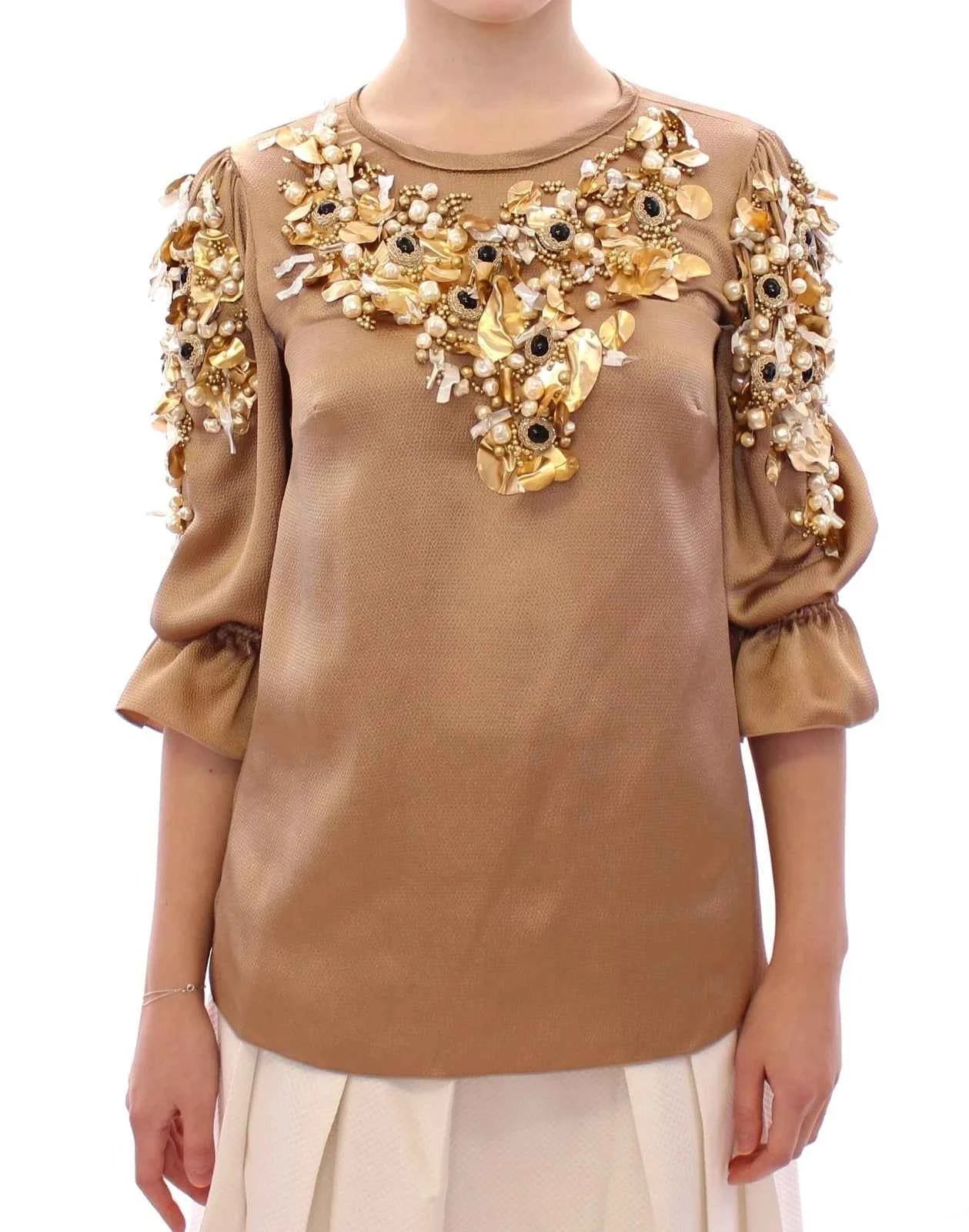 Dolce & Gabbana Gold SPECIAL Piece Runway Crystal Blouse by Dolce & Gabbana