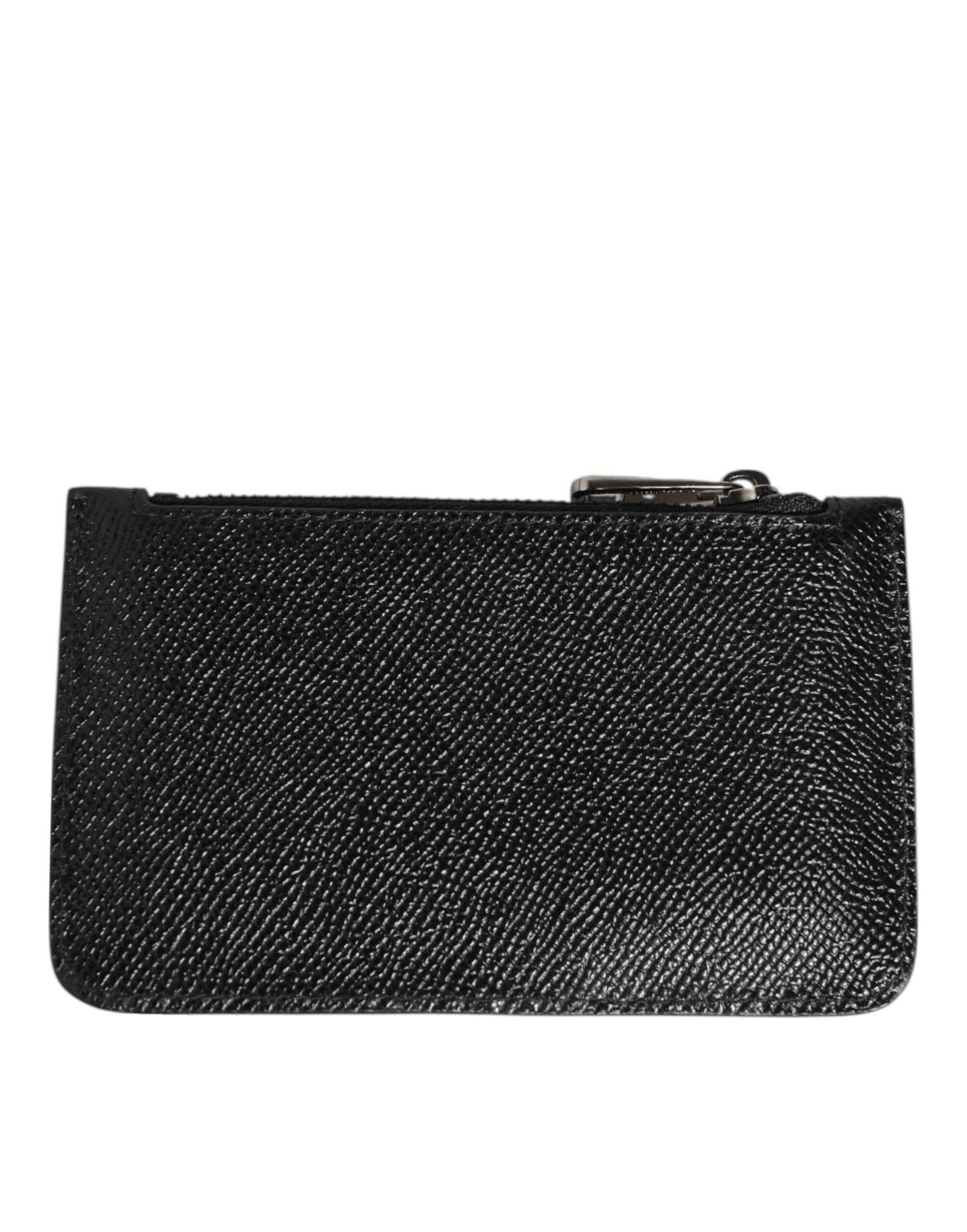 Dolce & Gabbana Black Leather Chain Link Mens Coin Purse Key Clip Holder Wallet by Dolce & Gabbana