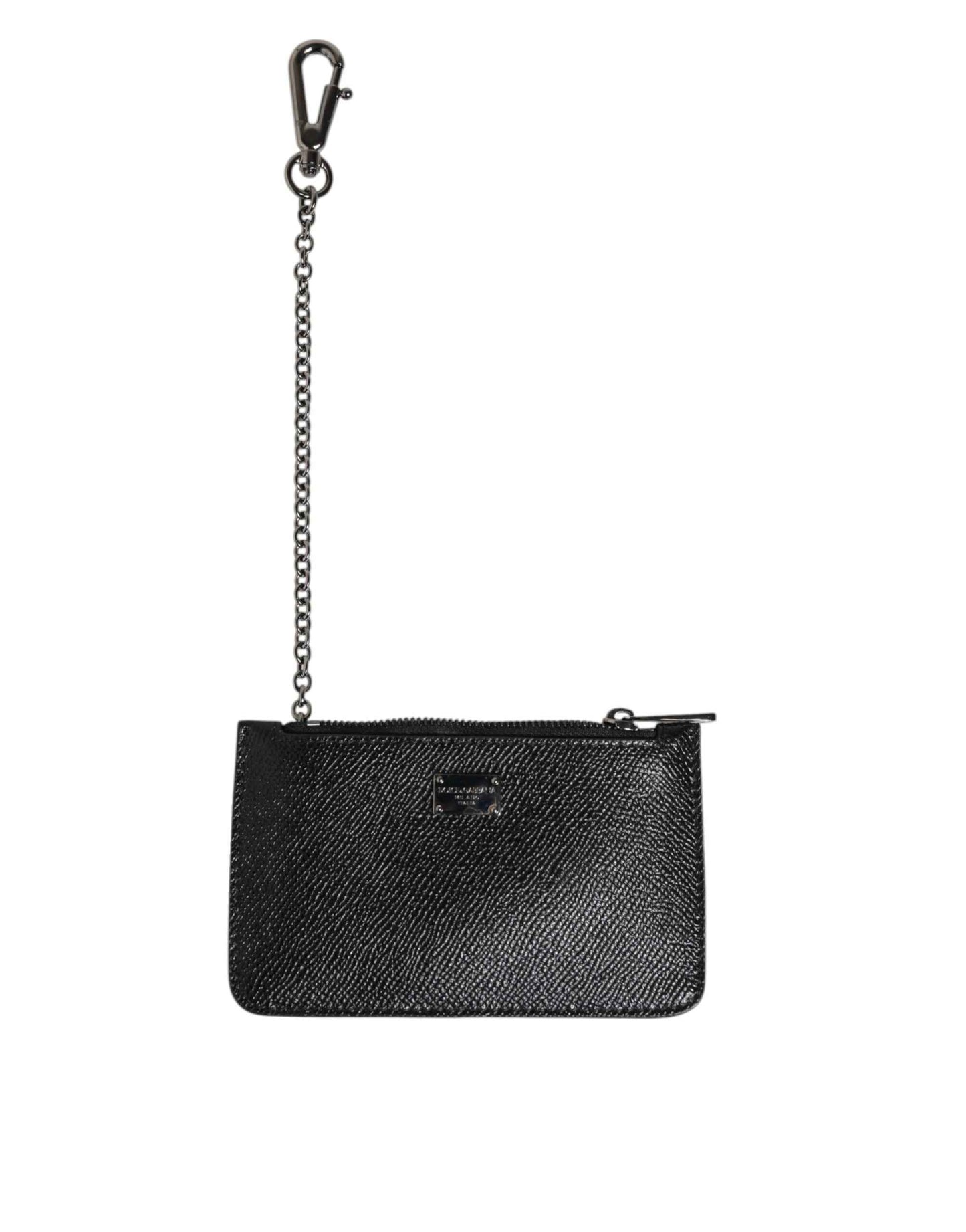 Dolce & Gabbana Black Leather Chain Link Mens Coin Purse Key Clip Holder Wallet by Dolce & Gabbana