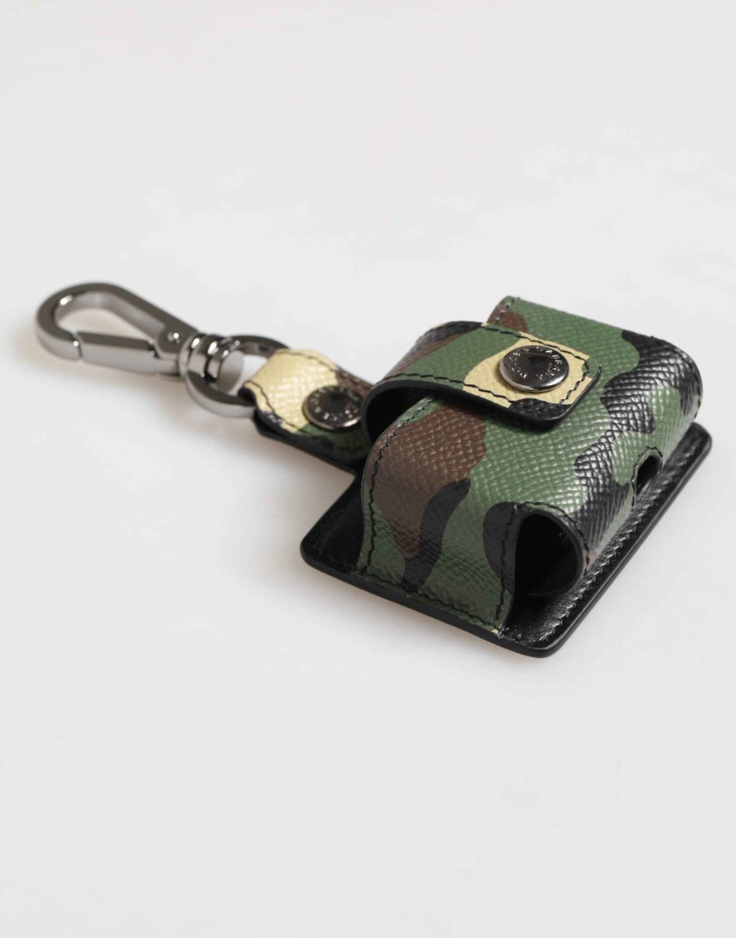 Dolce & Gabbana Multicolor Camouflage Leather Metal Accessory Airpods Case by Dolce & Gabbana