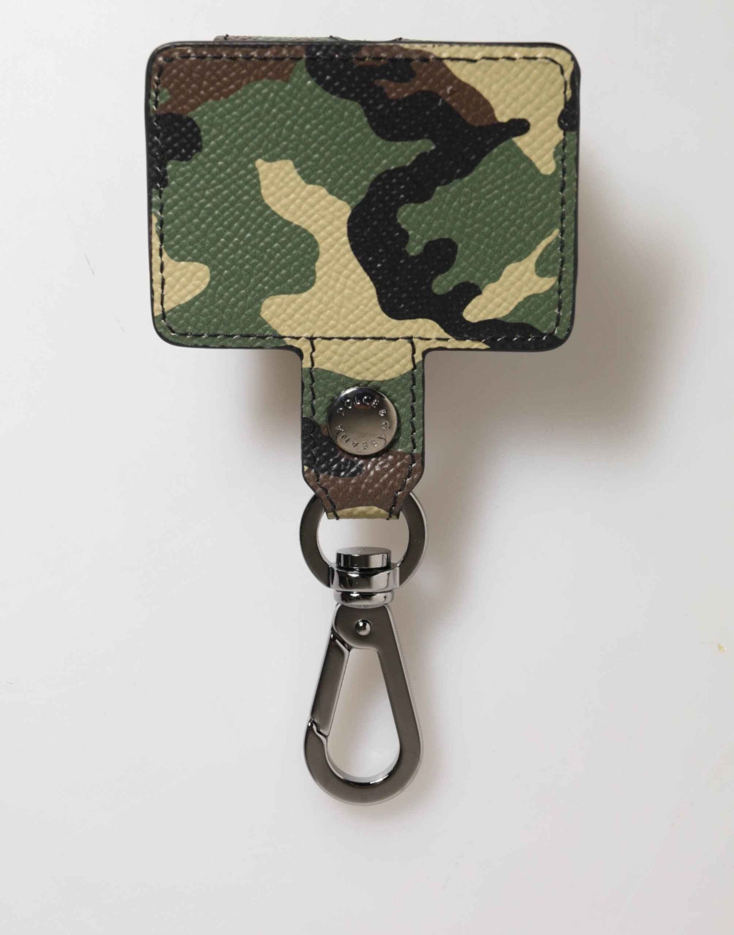 Dolce & Gabbana Multicolor Camouflage Leather Metal Accessory Airpods Case by Dolce & Gabbana