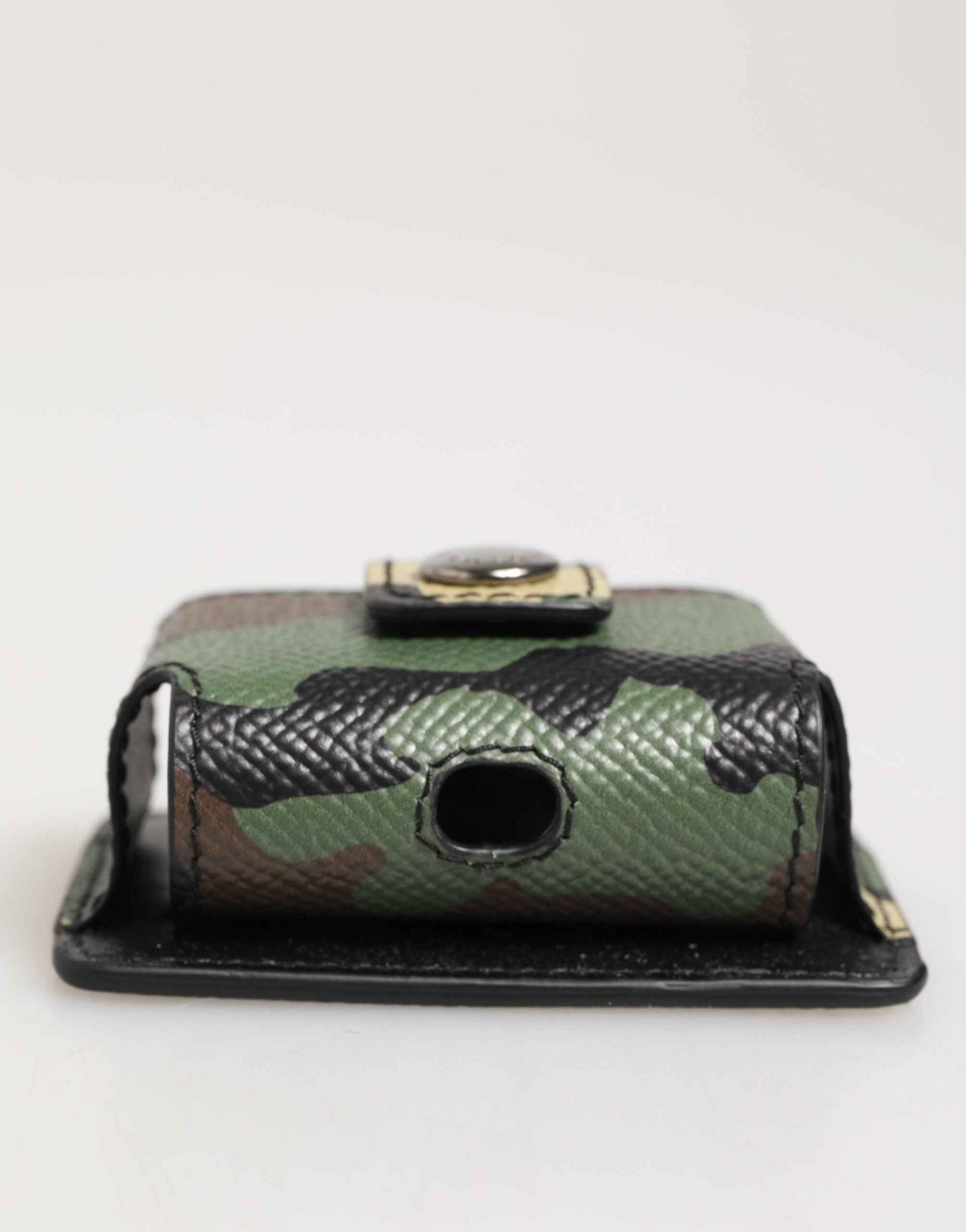 Dolce & Gabbana Multicolor Camouflage Leather Metal Accessory Airpods Case by Dolce & Gabbana