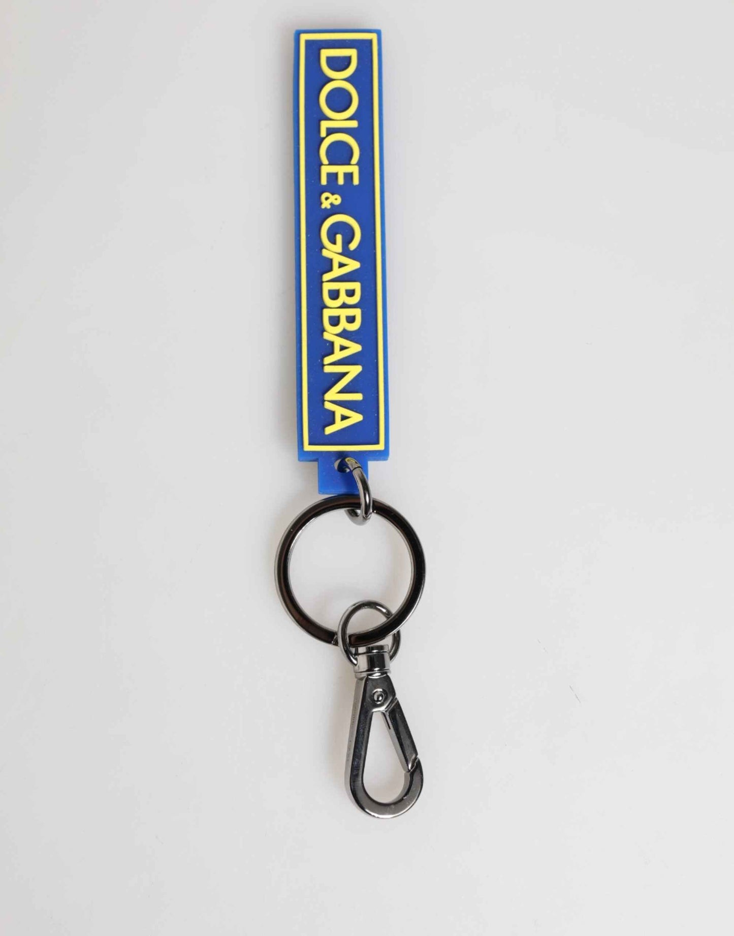 Dolce & Gabbana Blue Yellow DG Rubber Logo Silver Men's Keychain Keyring by Dolce & Gabbana