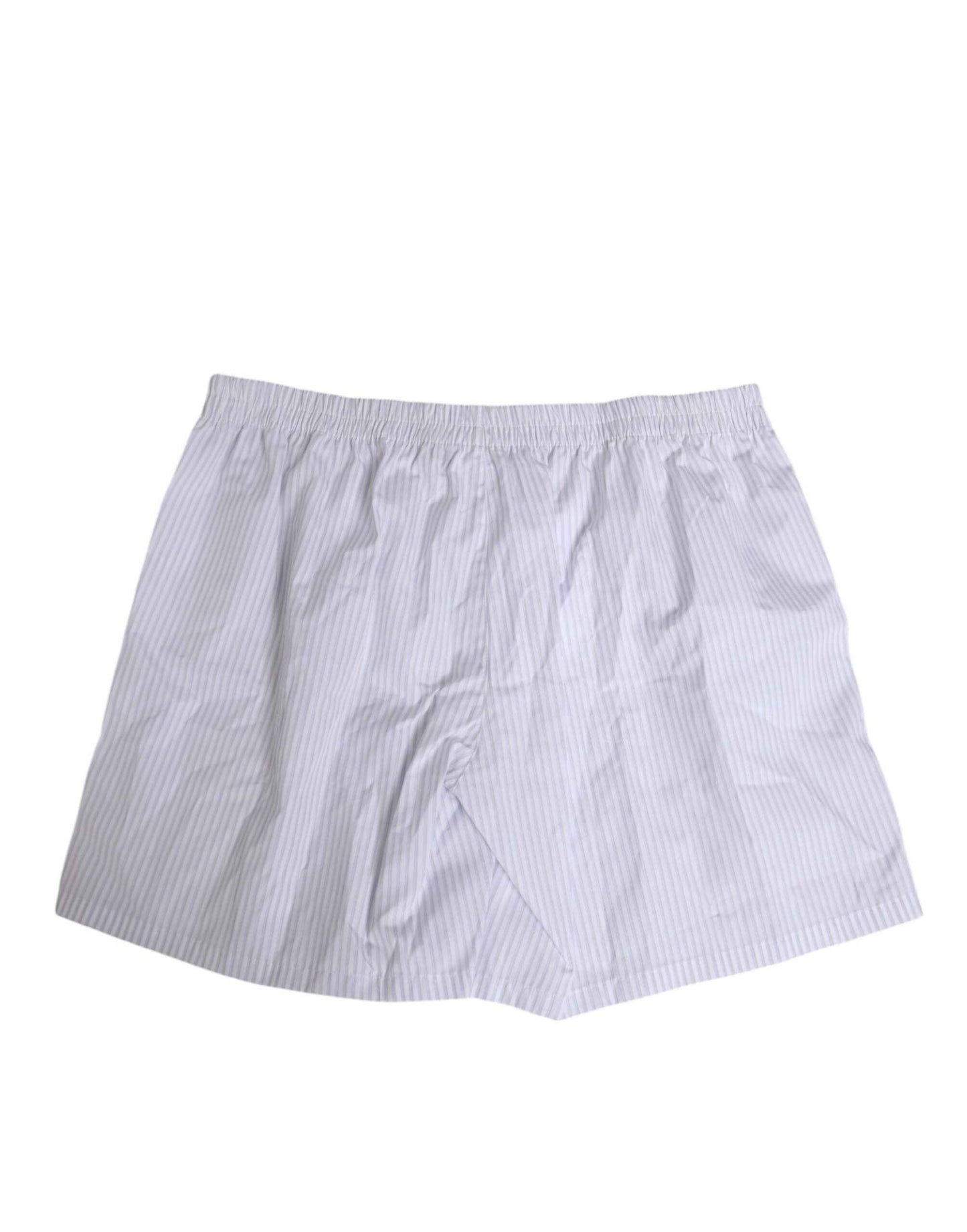 Dolce & Gabbana White Blue Cotton Striped Button Fly Shorts Swimwear by Dolce & Gabbana