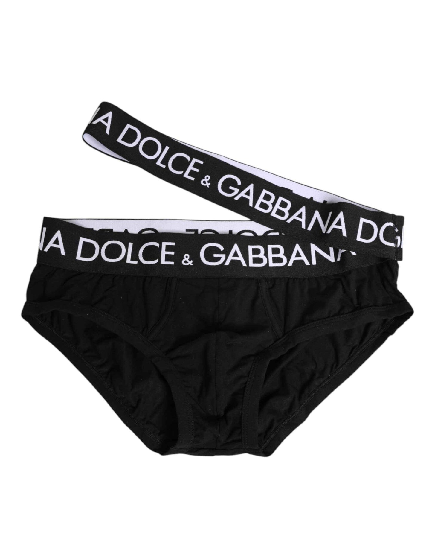 Dolce & Gabbana Black Cotton Elastic Logo Waistband Swimwear by Dolce & Gabbana