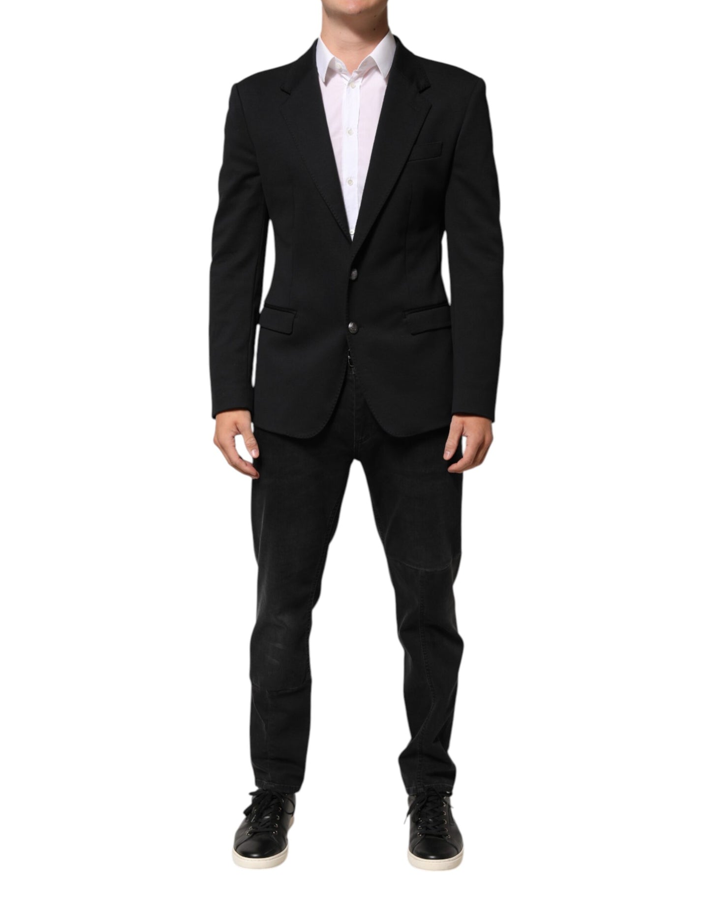 Dolce & Gabbana Dark Blue Cotton Men Jacket Coat Blazer Suit - from Dolce & Gabbana