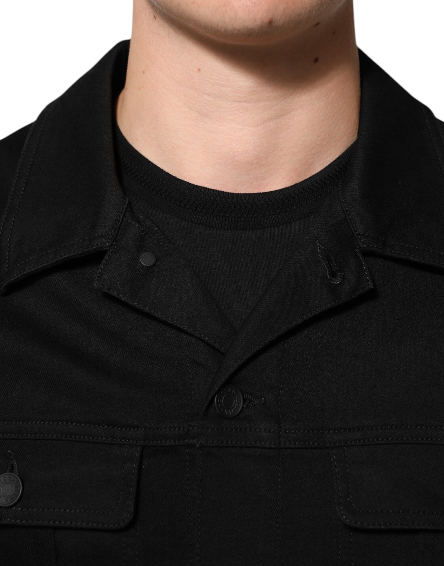 Dolce & Gabbana Black Cotton Denim Stretch Giubbotto Jacket - from Dolce & Gabbana