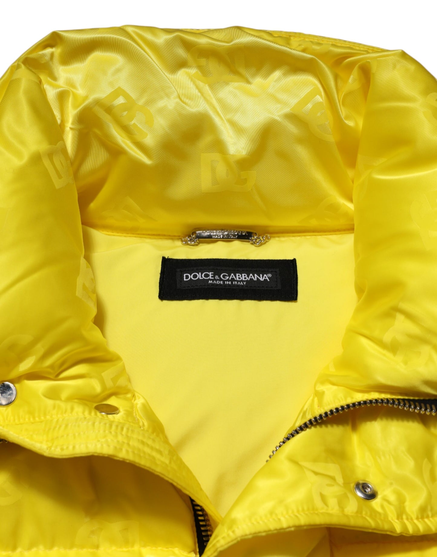 Dolce & Gabbana Yellow Nylon Logo Puffer Bomber Men Jacket - from Dolce & Gabbana