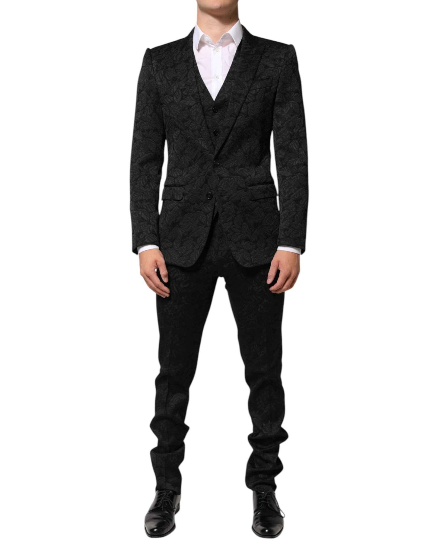 Dolce & Gabbana Black 3 Piece Brocade Jacquard Suit MARTINI by Dolce & Gabbana