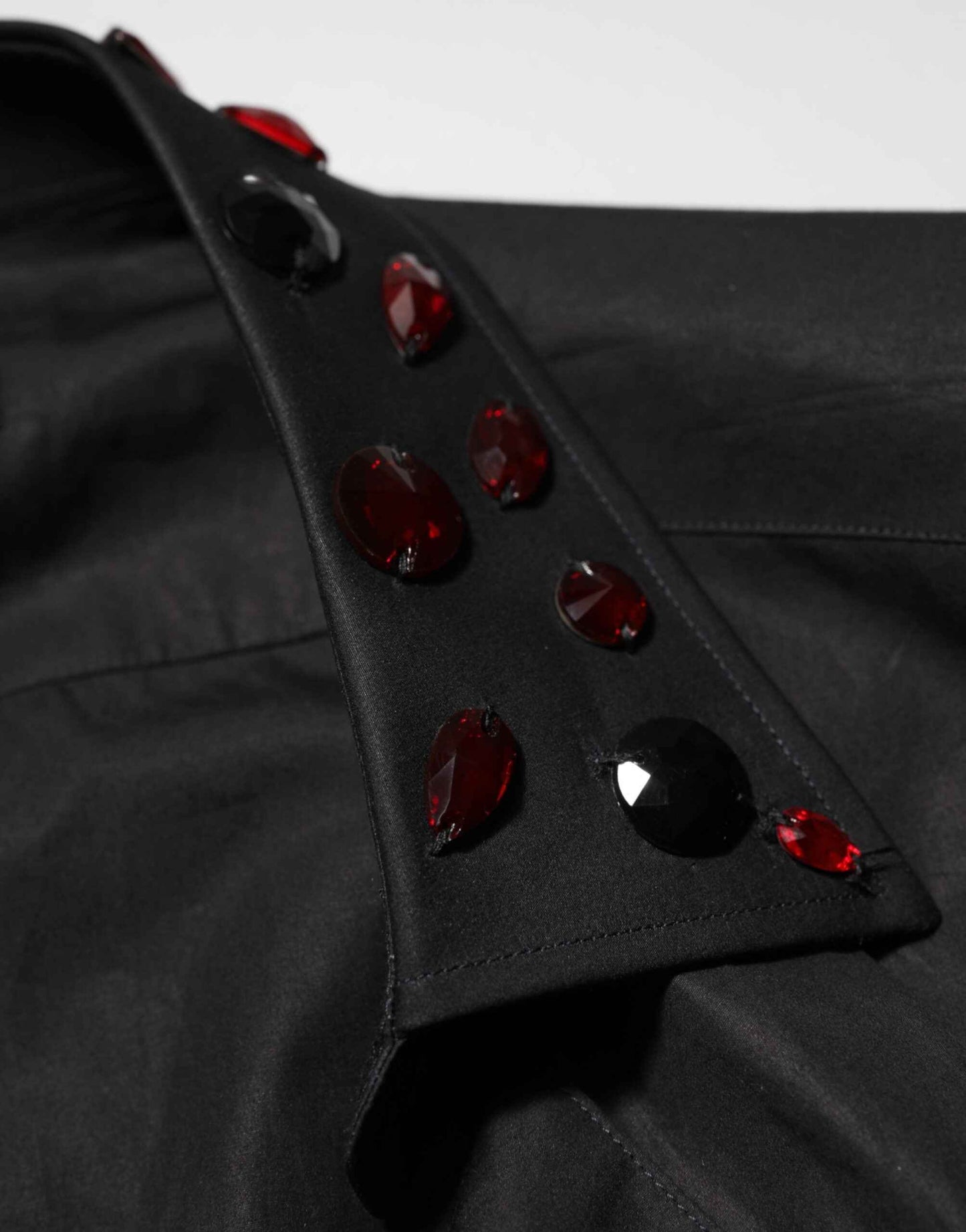 Dolce & Gabbana Black Cotton Embellished Collar Men’s Shirt by Dolce & Gabbana