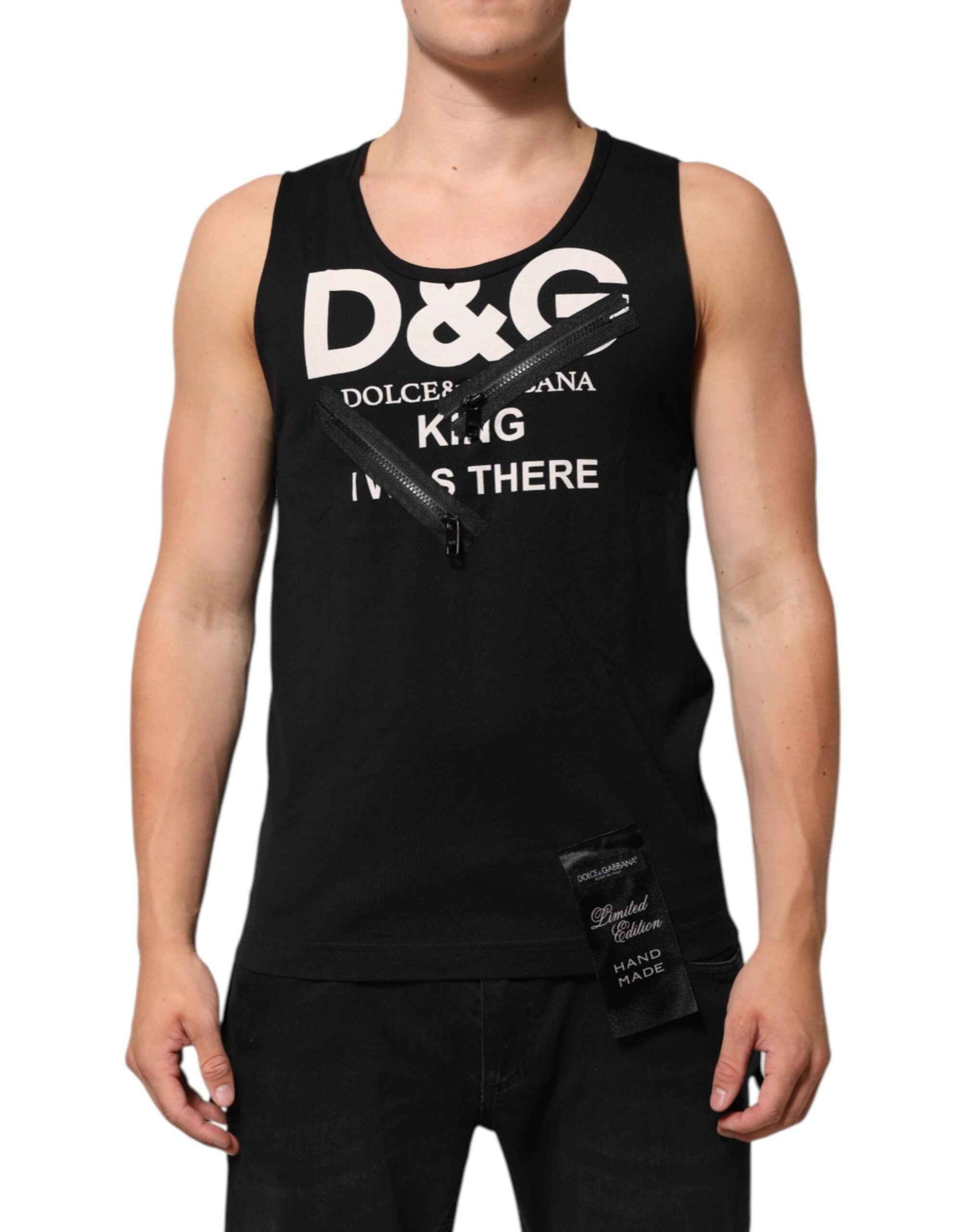 Dolce & Gabbana Black Cotton Sleeveless Tank Top DG Logo Men T-shirt by Dolce & Gabbana
