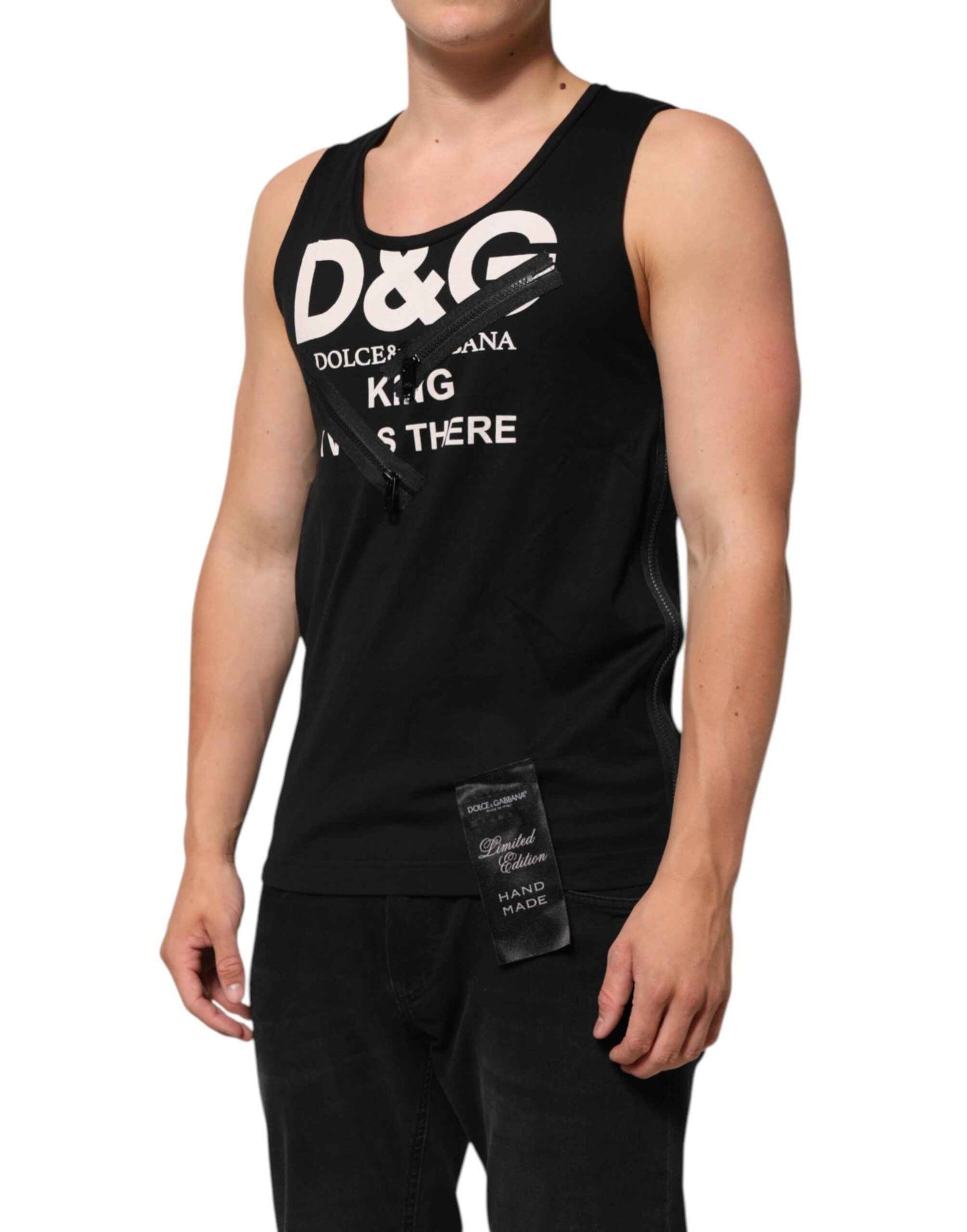 Dolce & Gabbana Black Cotton Sleeveless Tank Top DG Logo Men T-shirt by Dolce & Gabbana