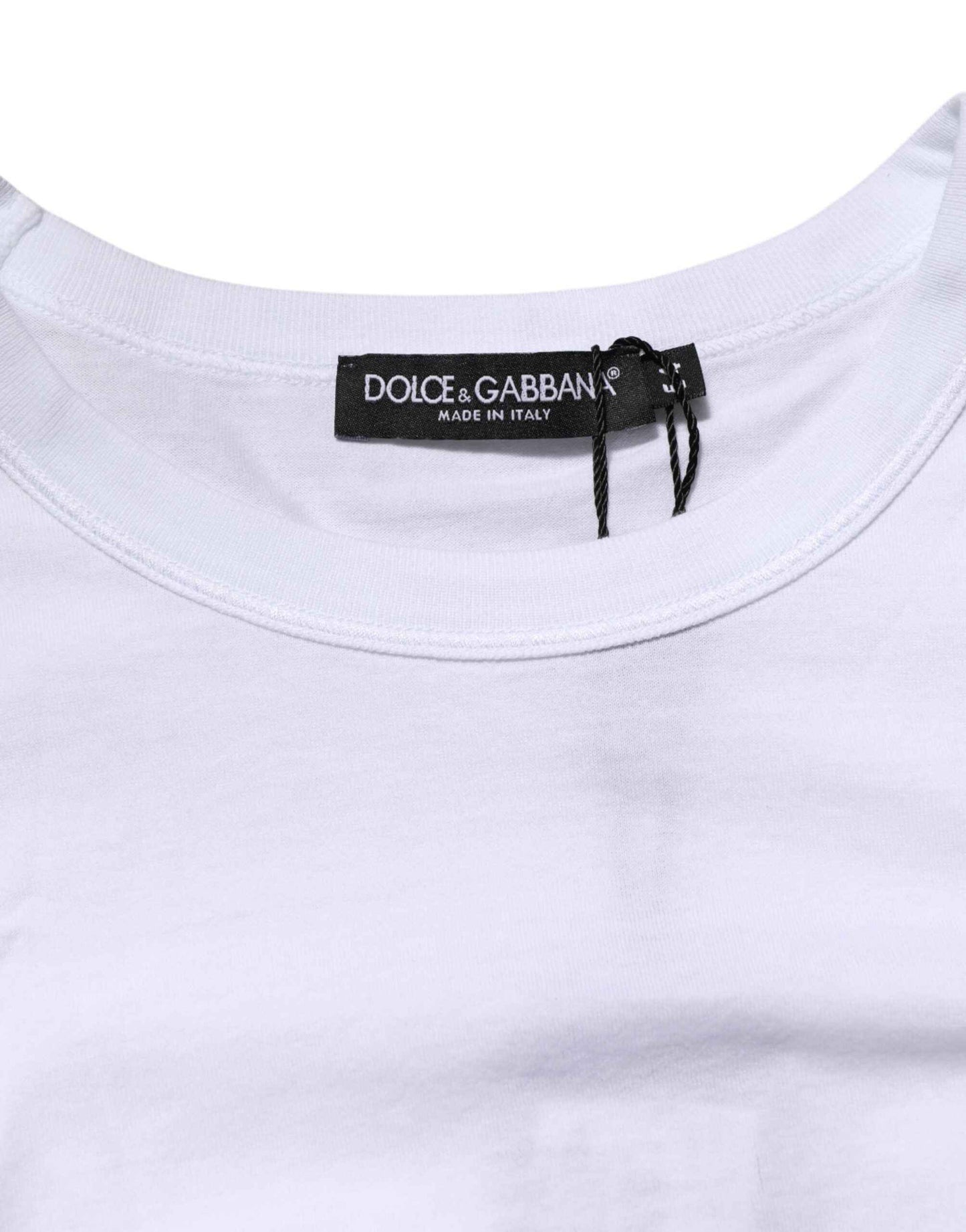 Dolce & Gabbana White Logo Plaque Cotton Crew Neck T-shirt by Dolce & Gabbana