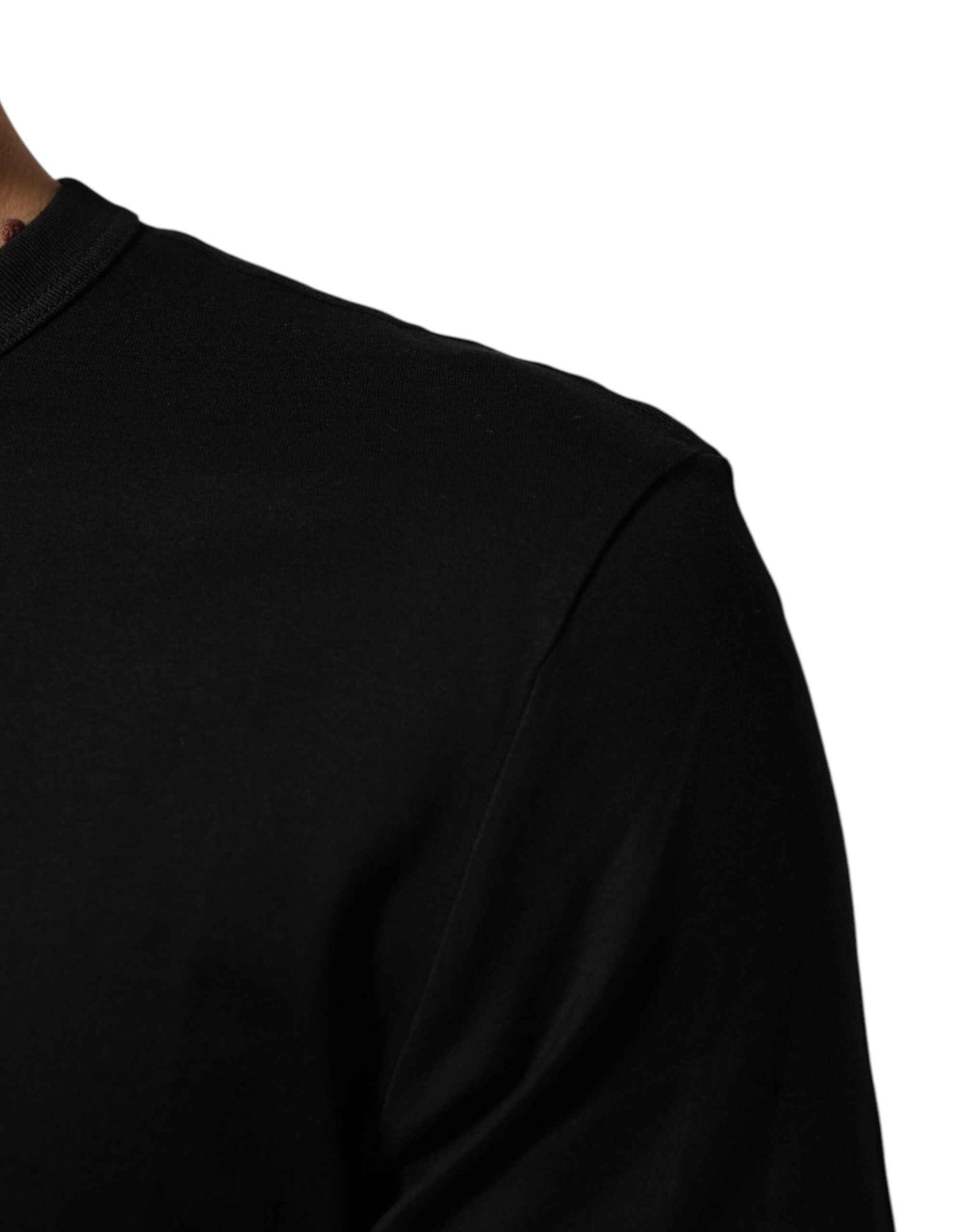 Dolce & Gabbana Black Cotton Velvet Logo Print Men T-shirt by Dolce & Gabbana
