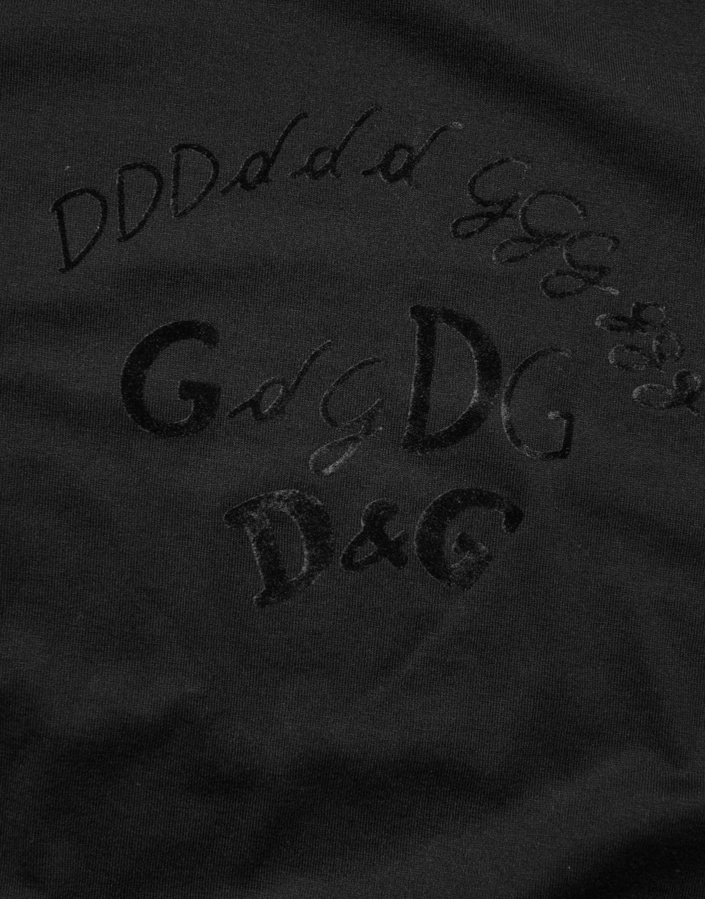 Dolce & Gabbana Black Cotton Velvet Logo Print Men T-shirt by Dolce & Gabbana