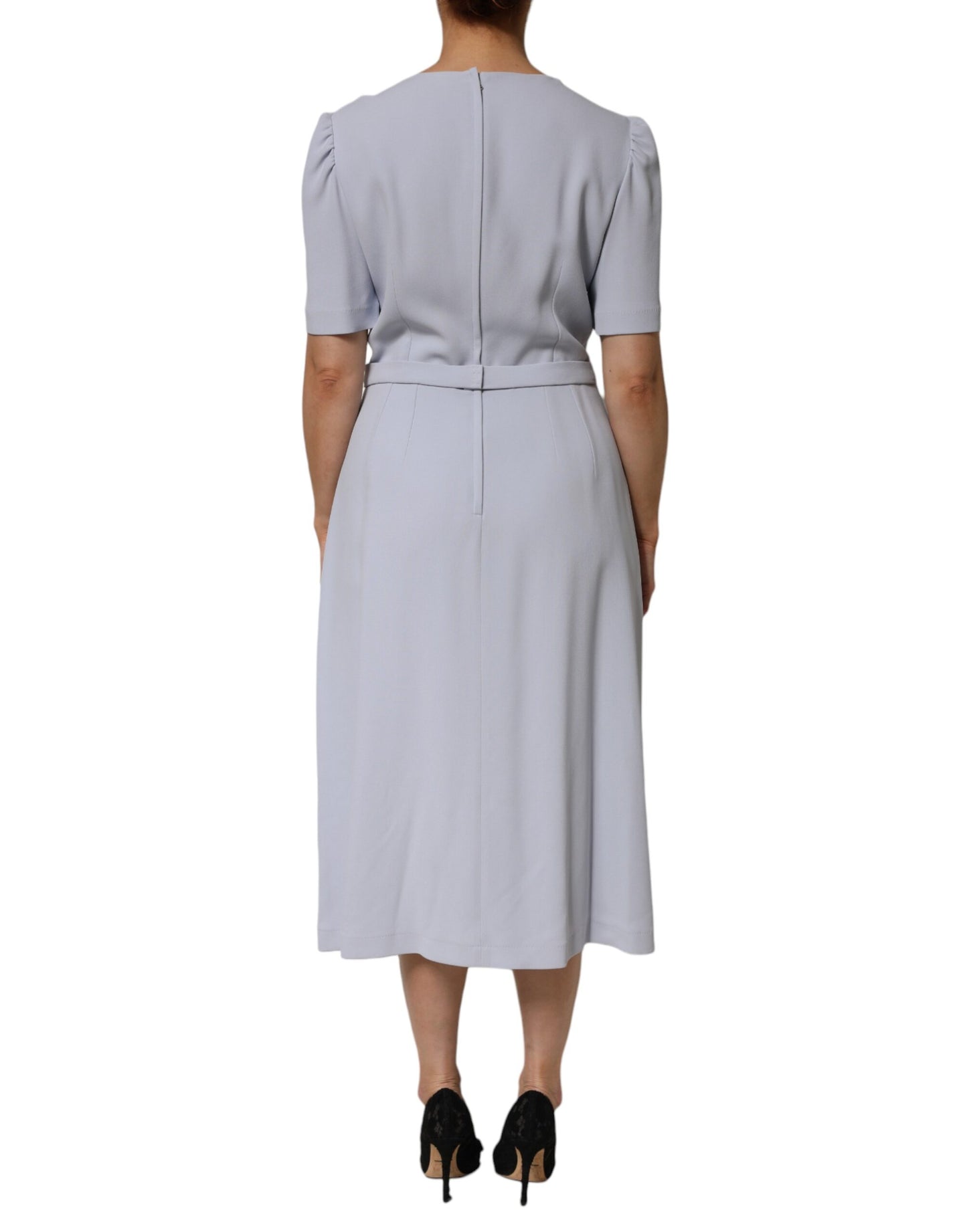 Dolce & Gabbana Light Blue Viscose Blend Floral Applique Dress - from Dolce & Gabbana