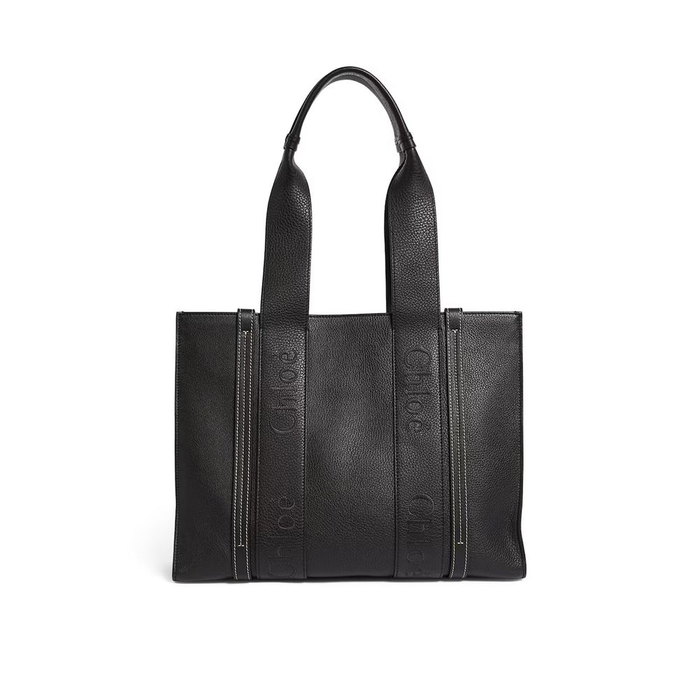 Chloé Woody Leren Tote Bag – 45×33 cm Luxe Collectie