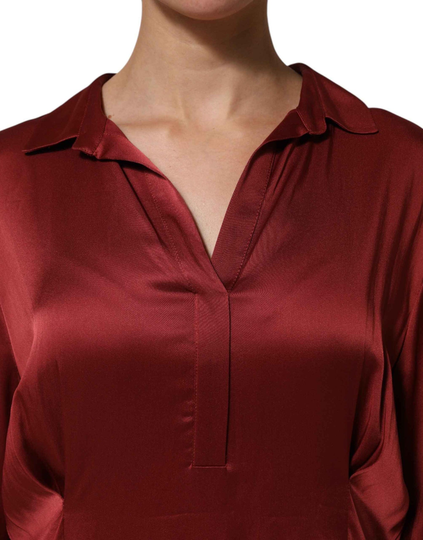 Fabiana Filippi Burgundy Acetate Viscose Satin Long Dress by Fabiana Filippi