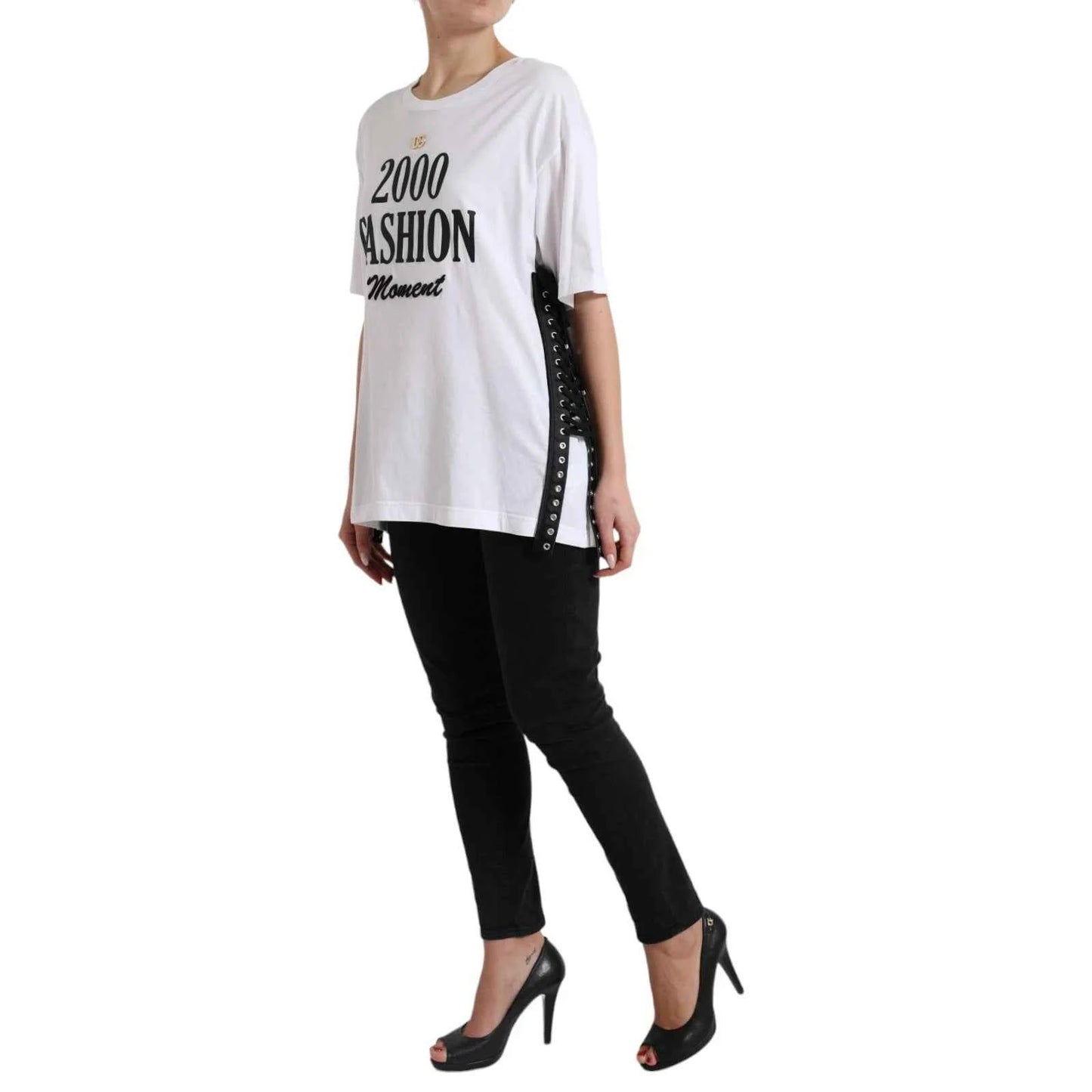Dolce & Gabbana White Cotton 2000 Fashion Print Logo T-shirt by Dolce & Gabbana