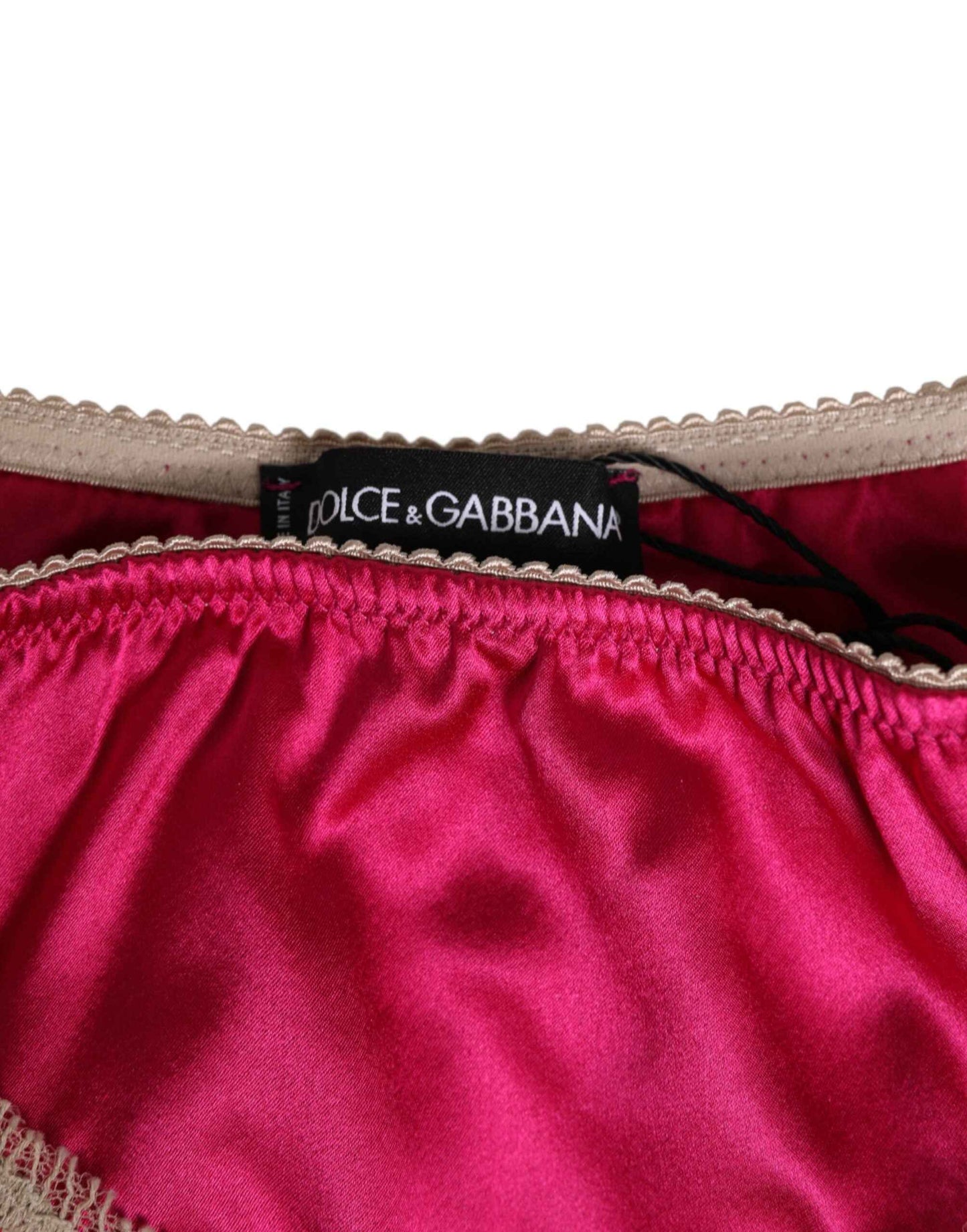 Dolce & Gabbana Pink Silk Satin Lace Trim New Slip Underwear by Dolce & Gabbana