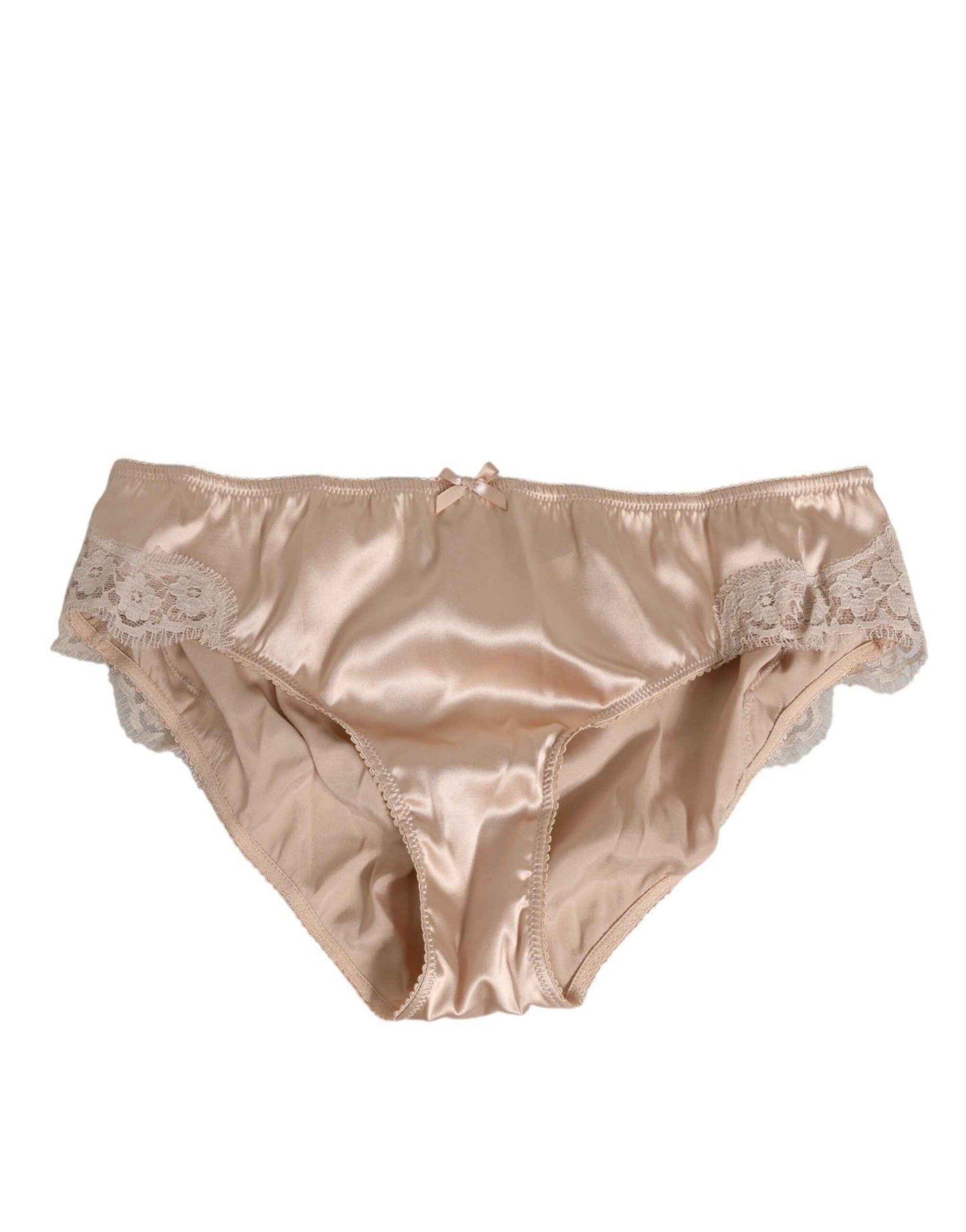 Dolce & Gabbana Rosy Beige Silk Satin Lace Trim Panty Underwear by Dolce & Gabbana