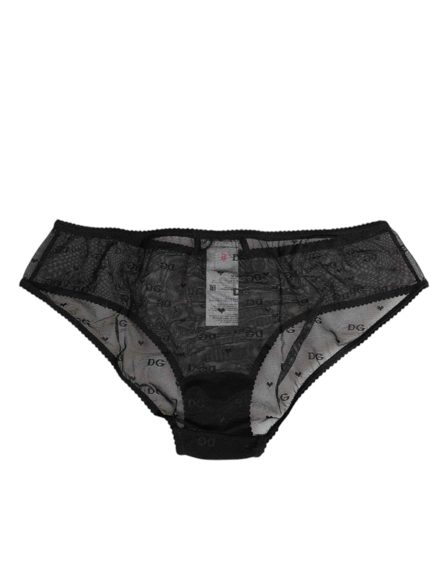 Dolce & Gabbana Black Sheer Mesh Lace Polka Dot Logo Underwear by Dolce & Gabbana