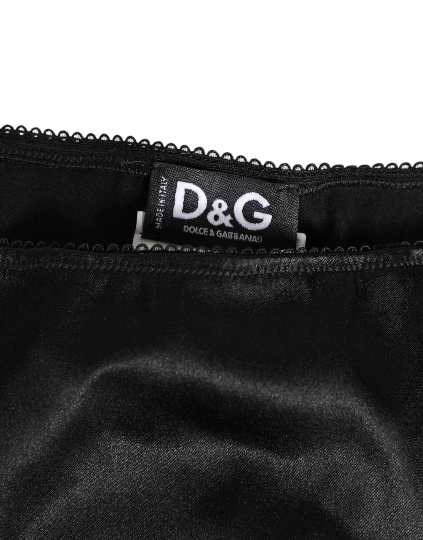 Dolce & Gabbana Black Satin Stretch Slip Brief Women Underwear by Dolce & Gabbana