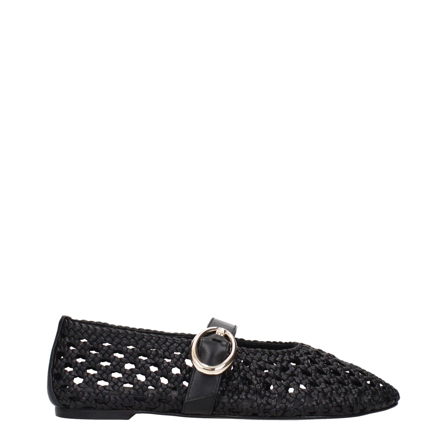 Stuart Weitzman Amary Jane Leather Ballet Flats Black