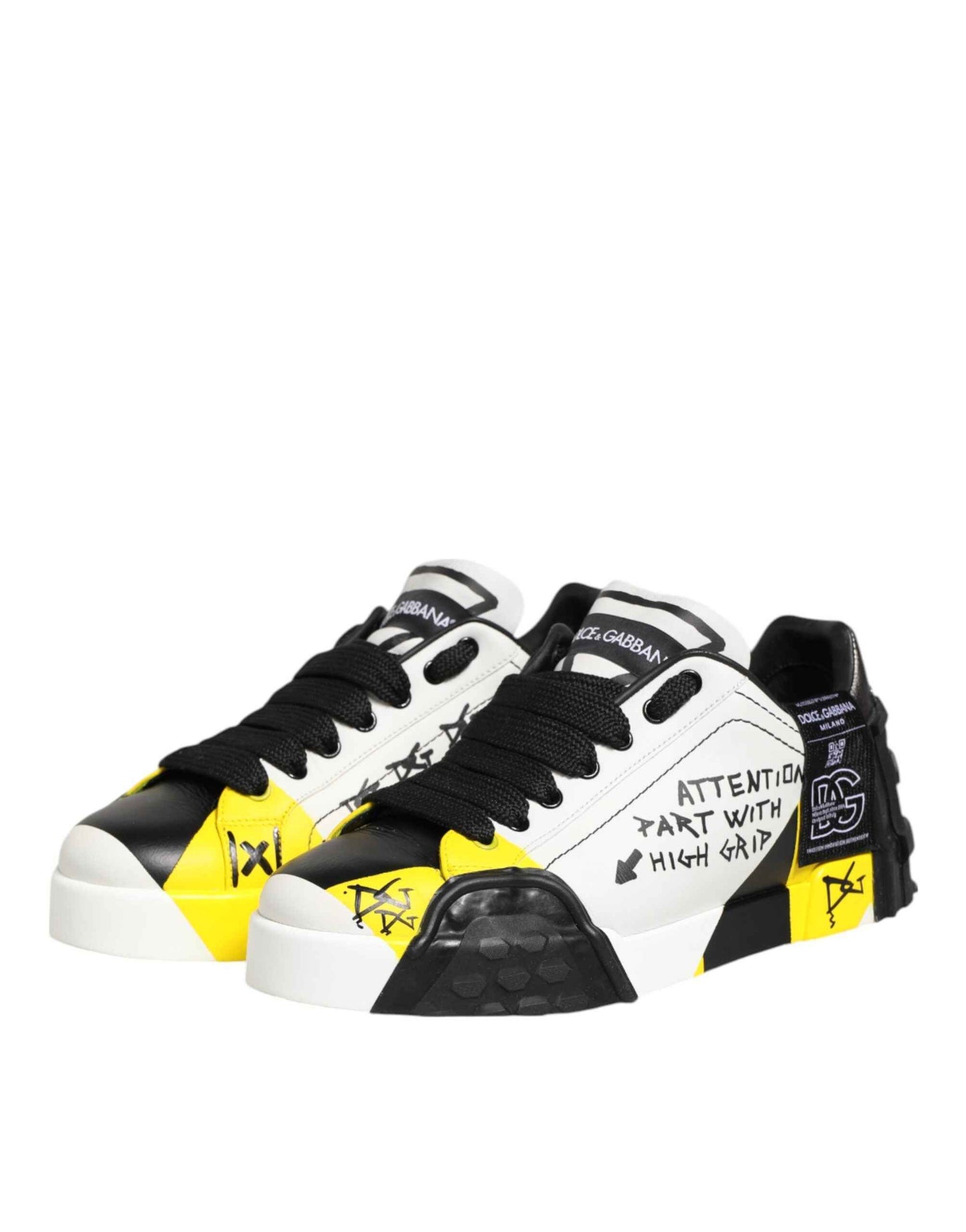 Dolce & Gabbana Multicolor Lettering Portofino Sneakers Shoes by Dolce & Gabbana