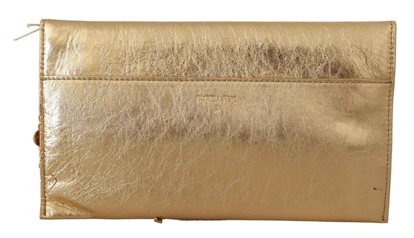 Patrizia Pepe Gold Leather Embellished Shoulder Strap Bag
