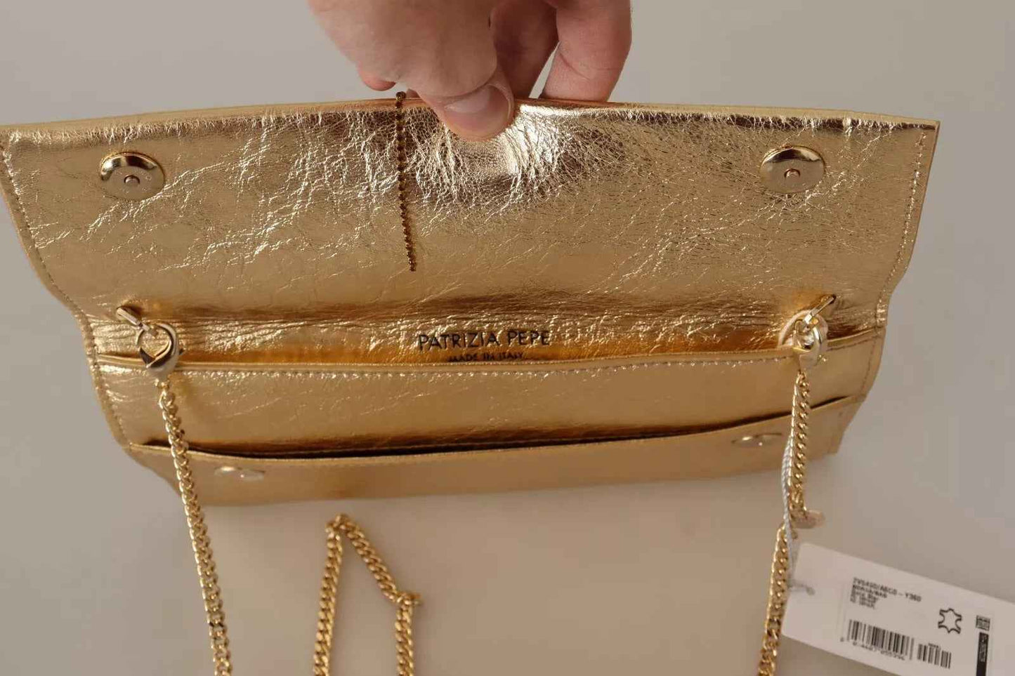 Patrizia Pepe Gold Leather Embellished Shoulder Strap Bag
