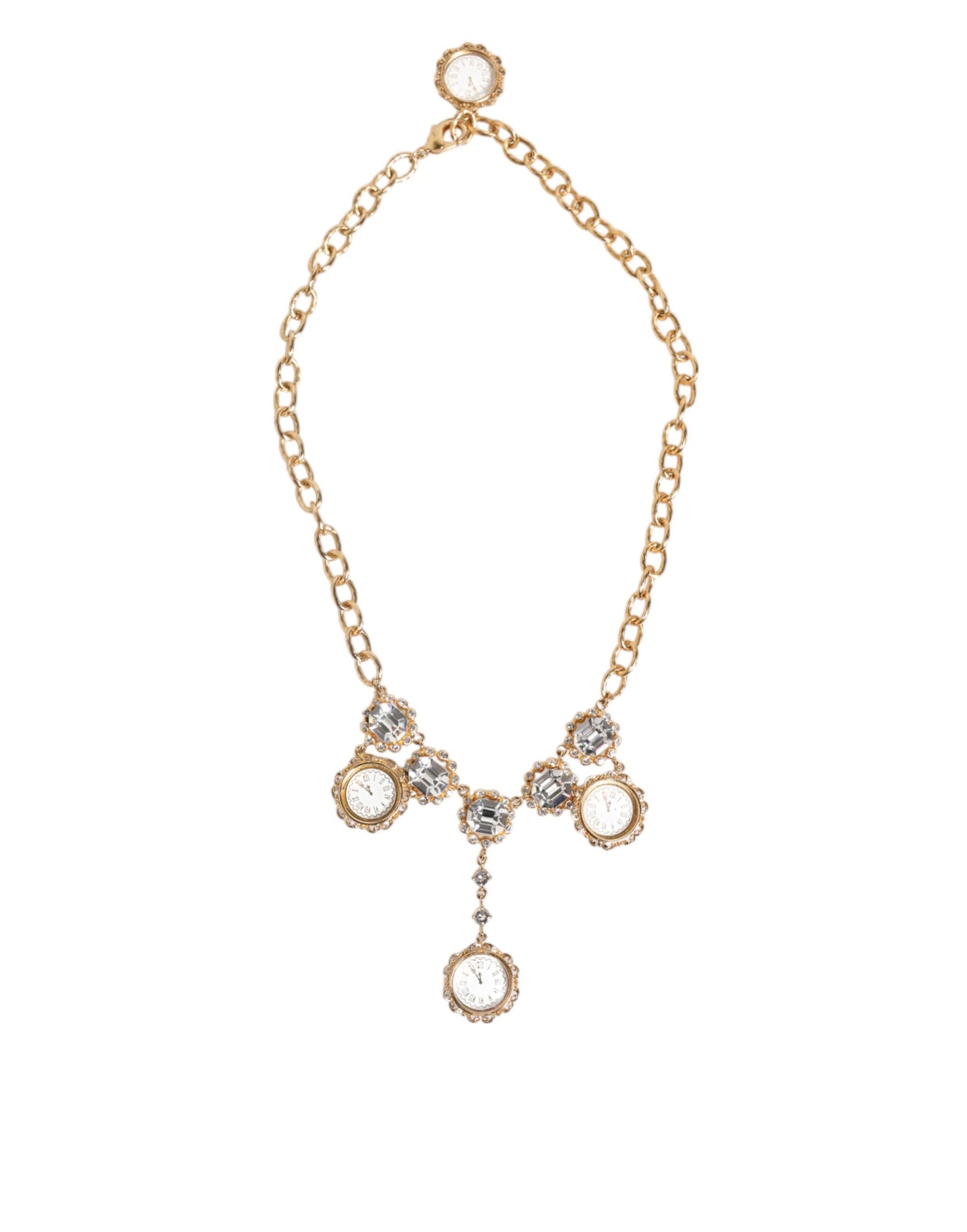 Dolce & Gabbana Gold Crystal Clock Face Pendant Statement Jewelry Necklace - from Dolce & Gabbana