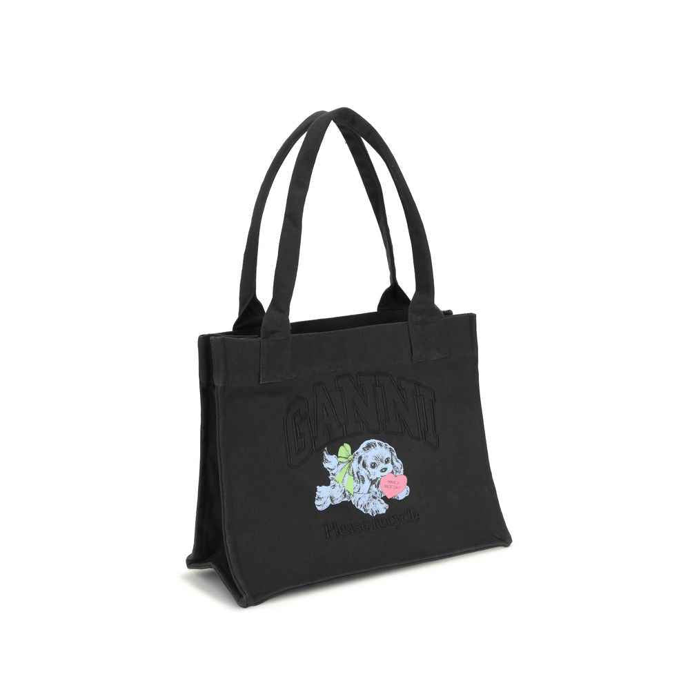 Ganni LARGE EASY SHOPPER POCKET DOG PRINT