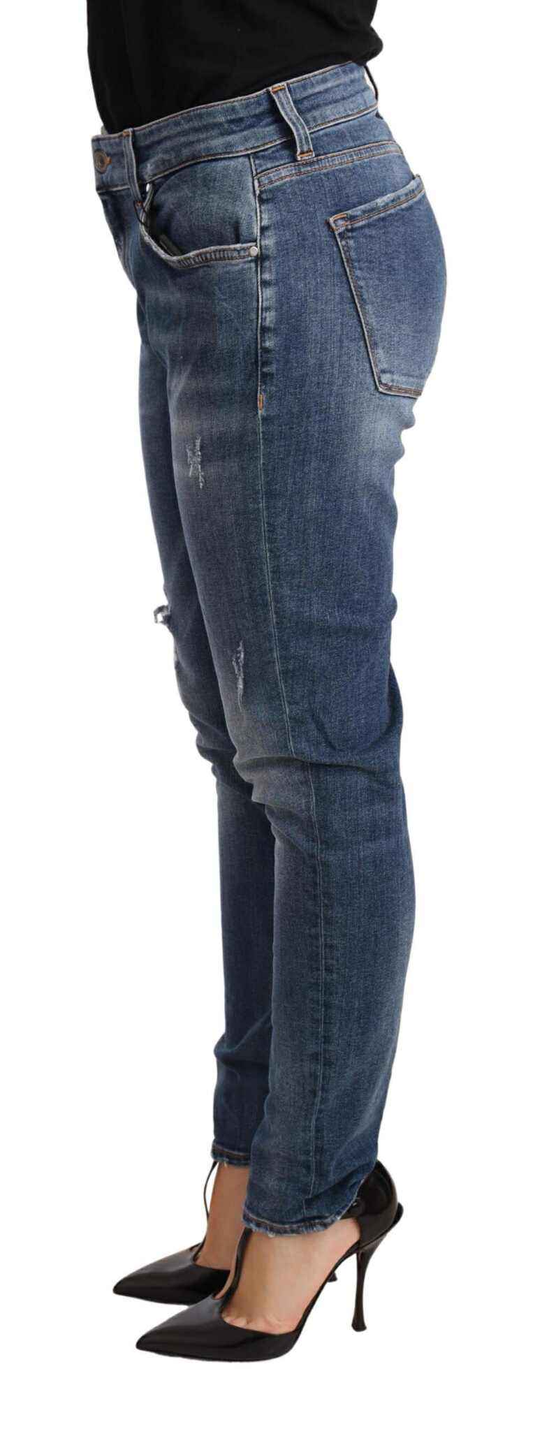 Dolce & Gabbana Blue Distressed Slim Fit Denim Pants Jeans by Dolce & Gabbana