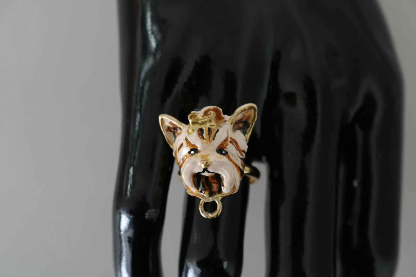 Dolce & Gabbana Gold Brass Resin Beige Dog Pet Accessory Ring by Dolce & Gabbana