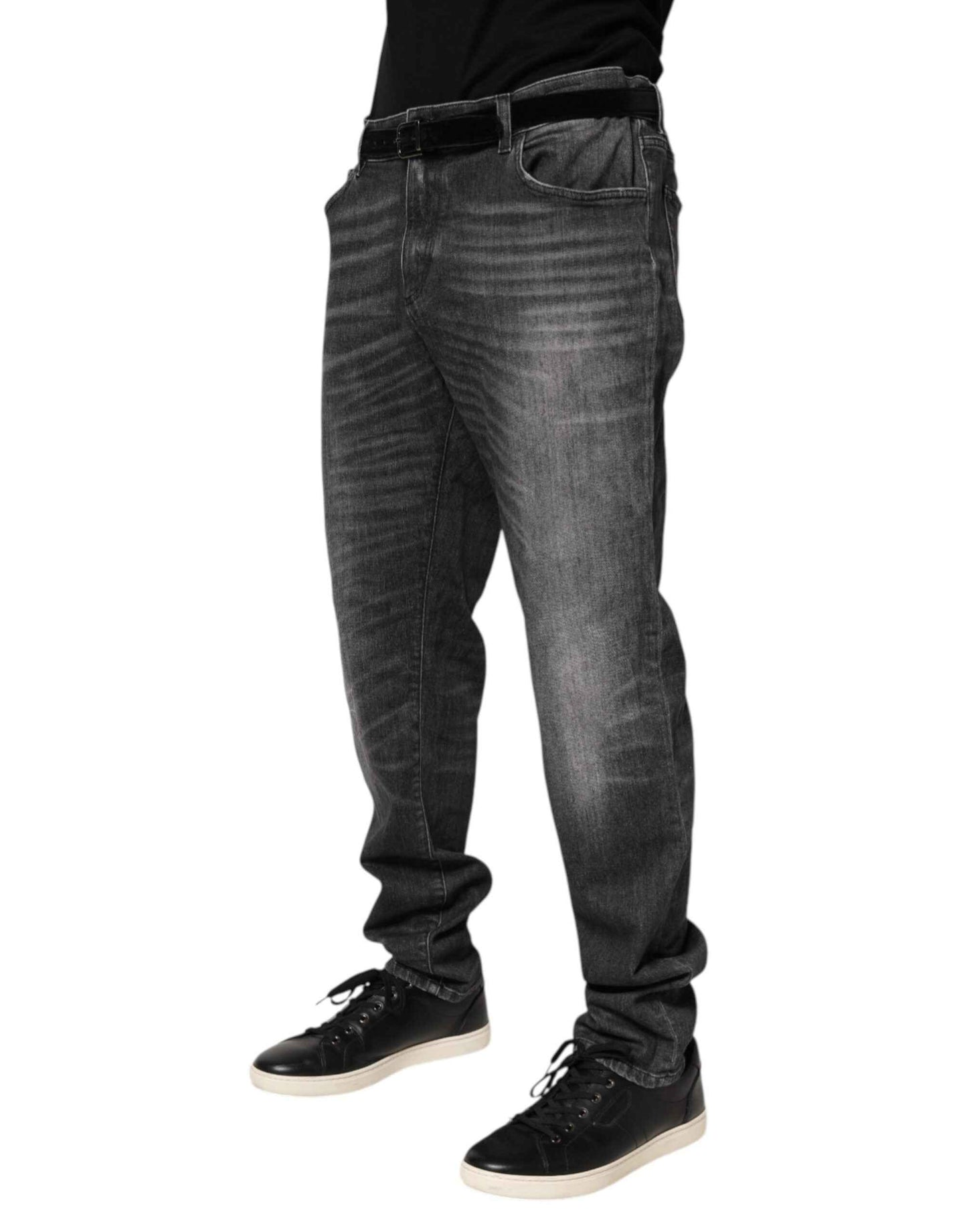 Dolce & Gabbana Black Gray Wash Slim Fit Straight Leg Denim Jeans by Dolce & Gabbana