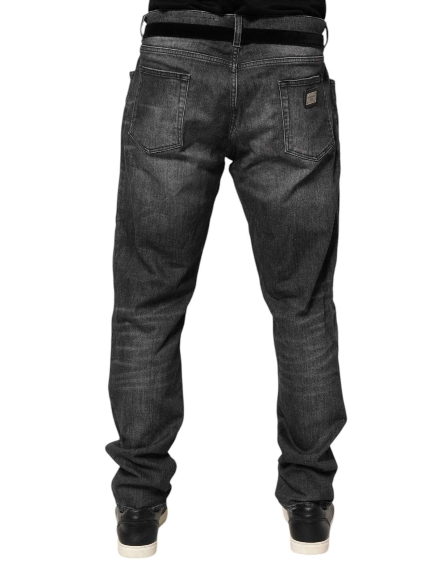 Dolce & Gabbana Black Gray Wash Slim Fit Straight Leg Denim Jeans by Dolce & Gabbana