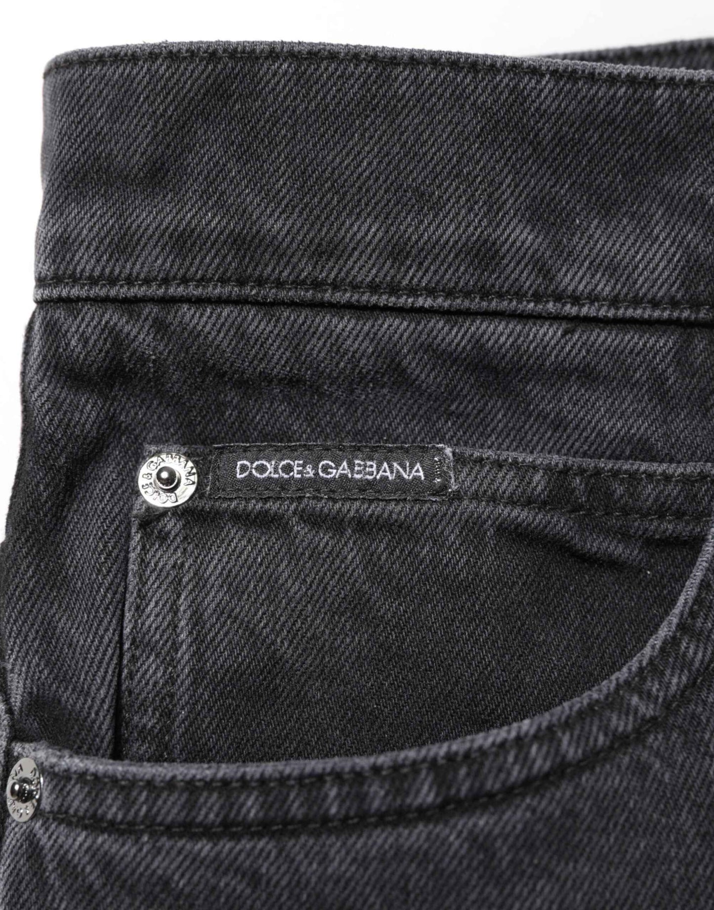 Dolce & Gabbana Black Denim Wide Leg Relaxed Fit Pants Jeans by Dolce & Gabbana