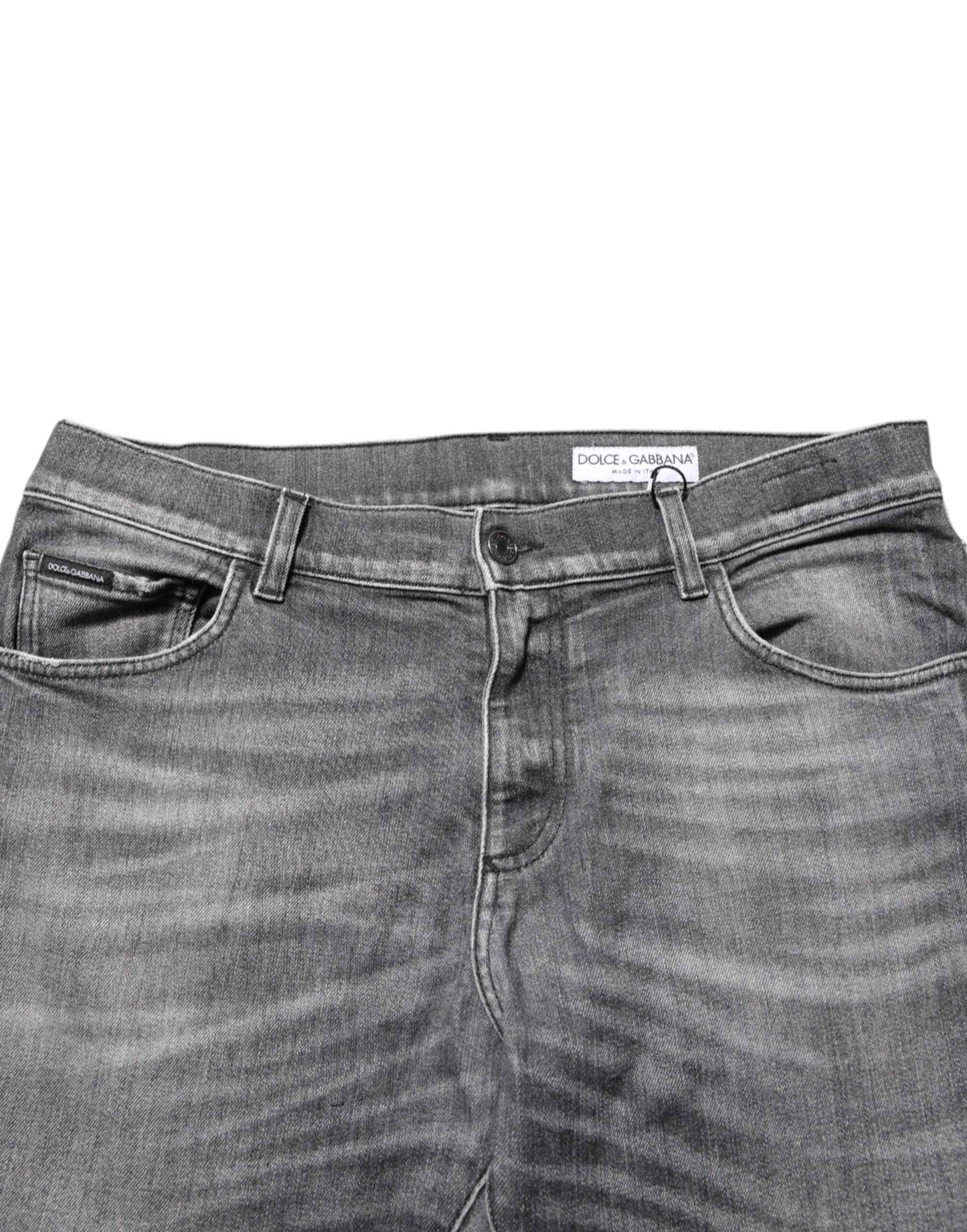 Dolce & Gabbana Grey Cotton Denim Slim Fit Distressed Pants Jeans by Dolce & Gabbana