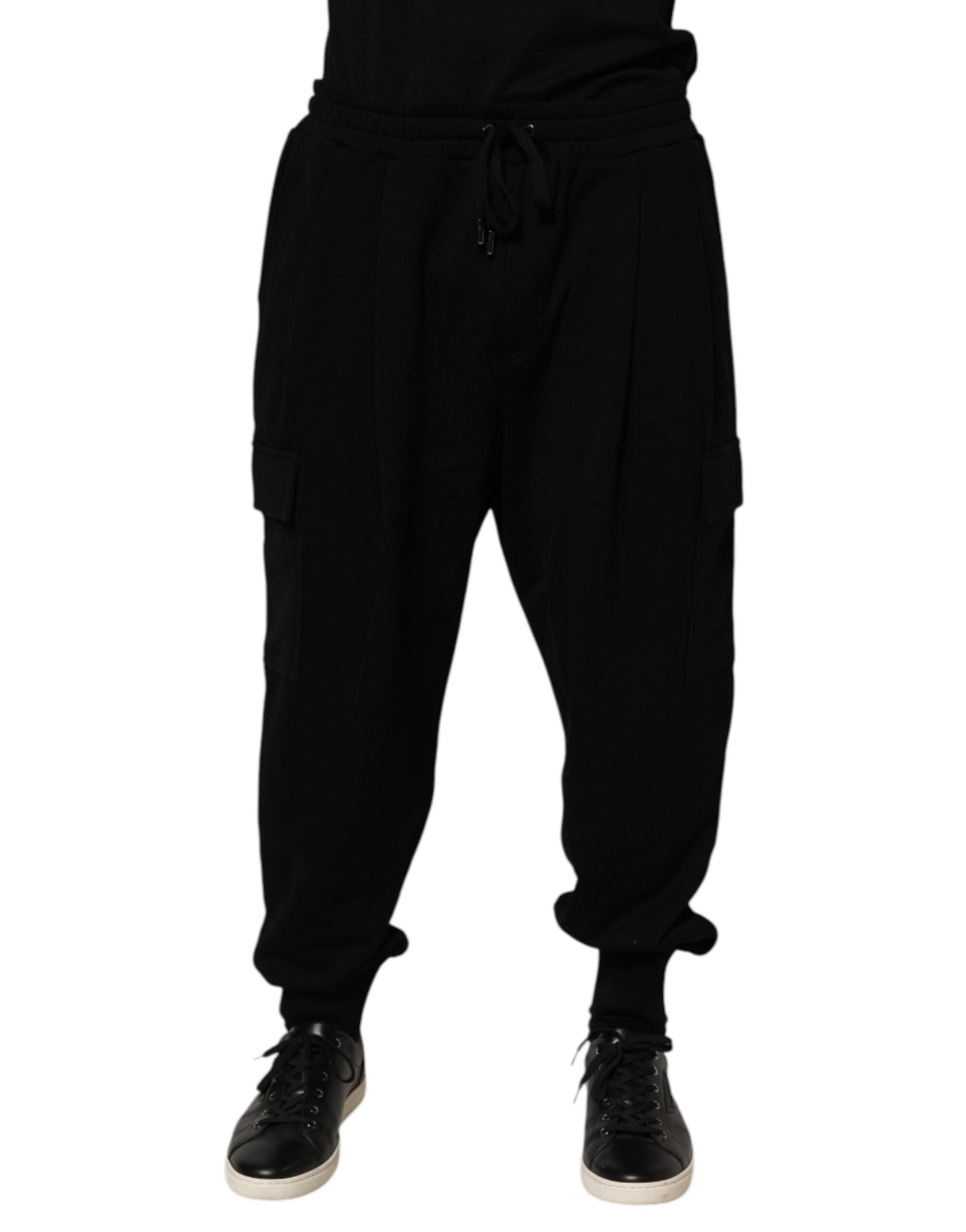 Dolce & Gabbana Black Cotton Blend Cargo Joggers Drawstring Pants - from Dolce & Gabbana