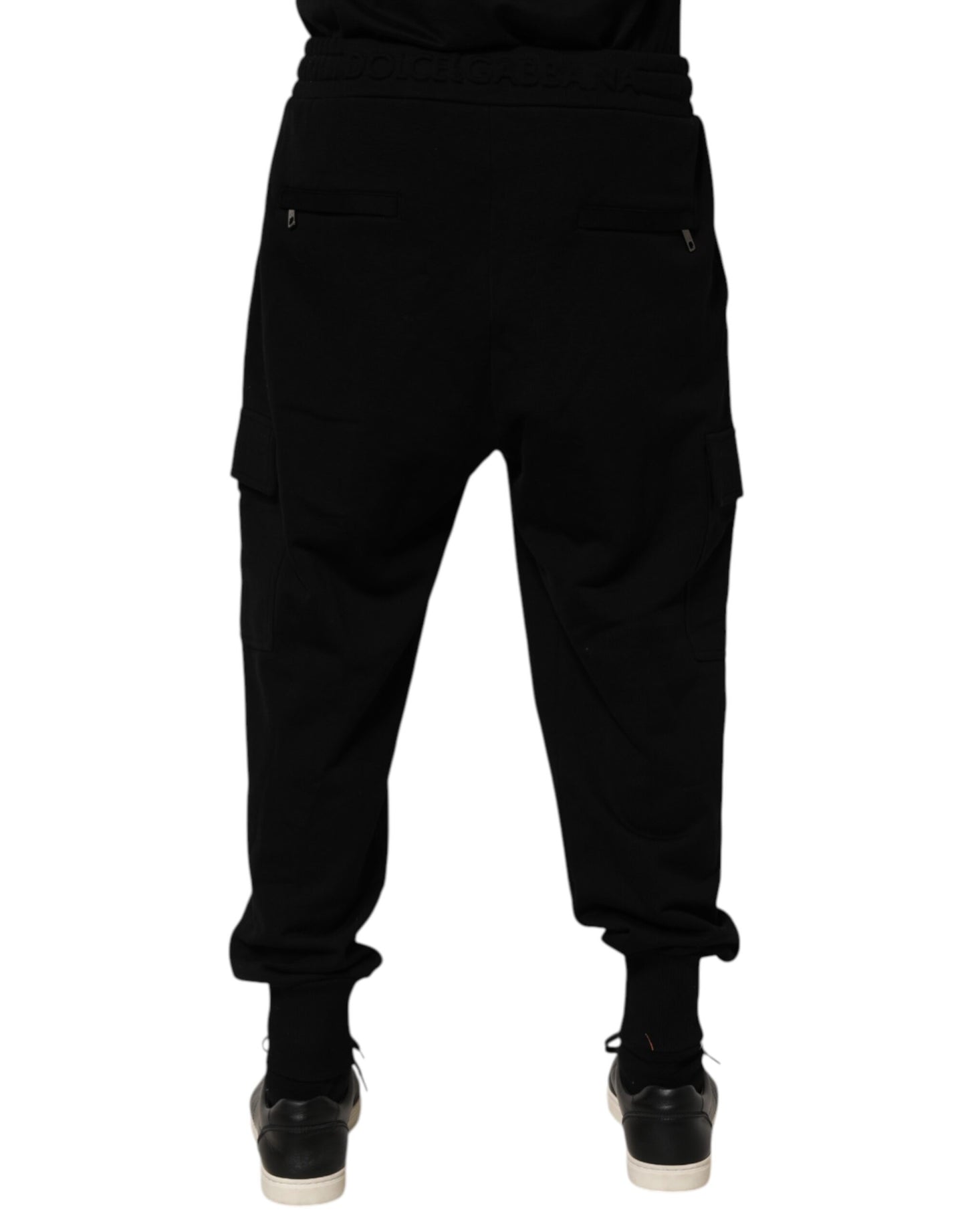 Dolce & Gabbana Black Cotton Blend Cargo Joggers Drawstring Pants - from Dolce & Gabbana