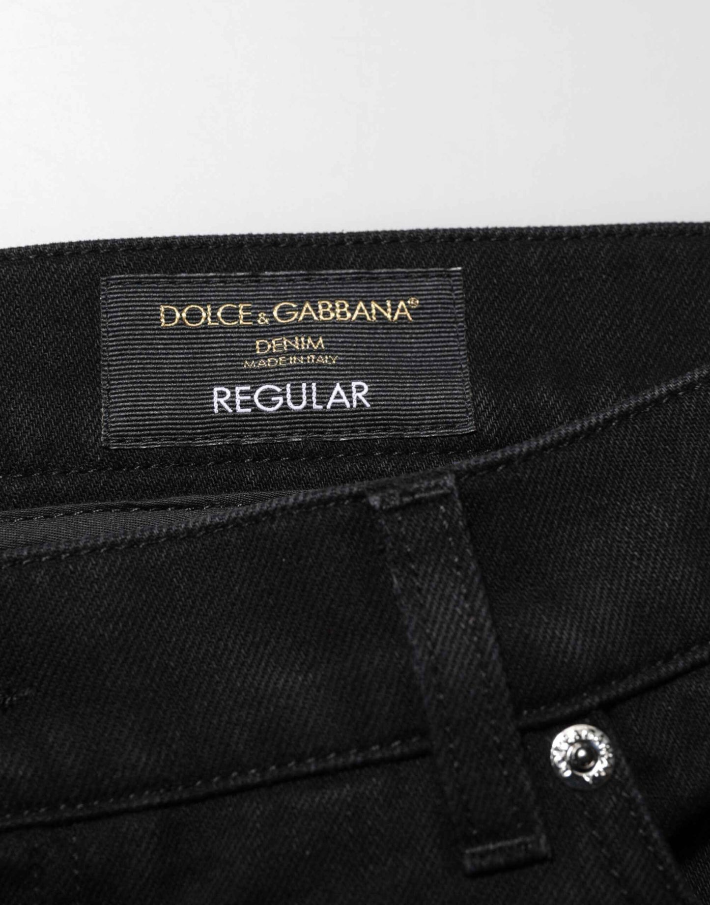 Dolce & Gabbana Black Cotton Regular Denim Men Trouser Jeans by Dolce & Gabbana