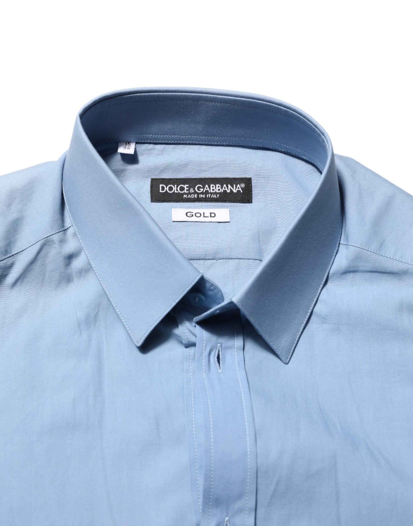 Dolce & Gabbana Blue Cotton Collared GOLD Formal Dress Shirt by Dolce & Gabbana