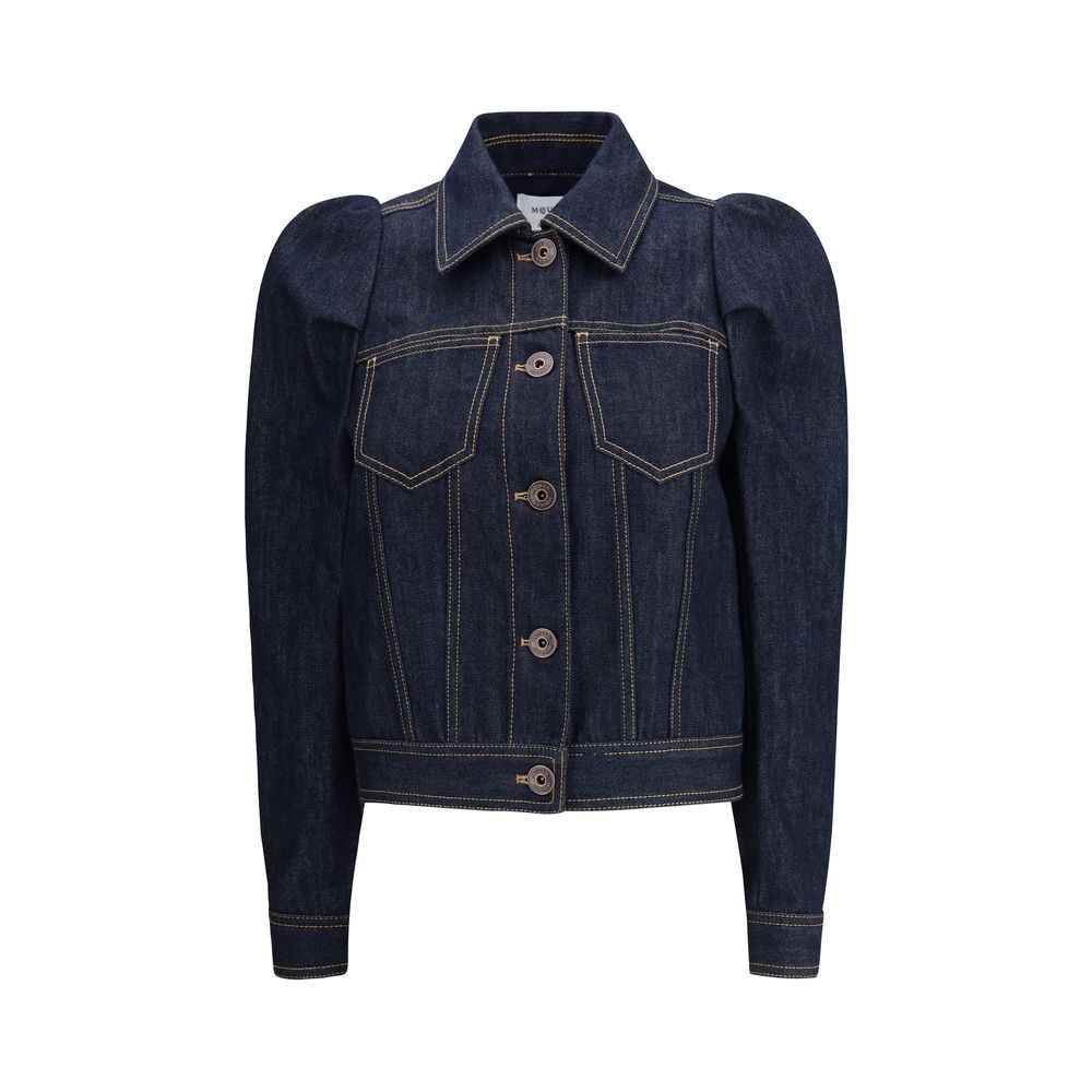 Alexander McQueen Denim Jasje Donkerblauw Puntige Schouders
